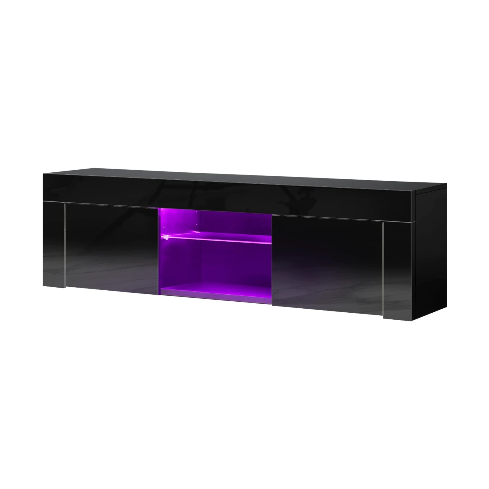 1 Oikiture Tv Cabinet Entertainment Unit Stand Rgb Led Hight Gloss 130cm
 - Black, 1 of 9