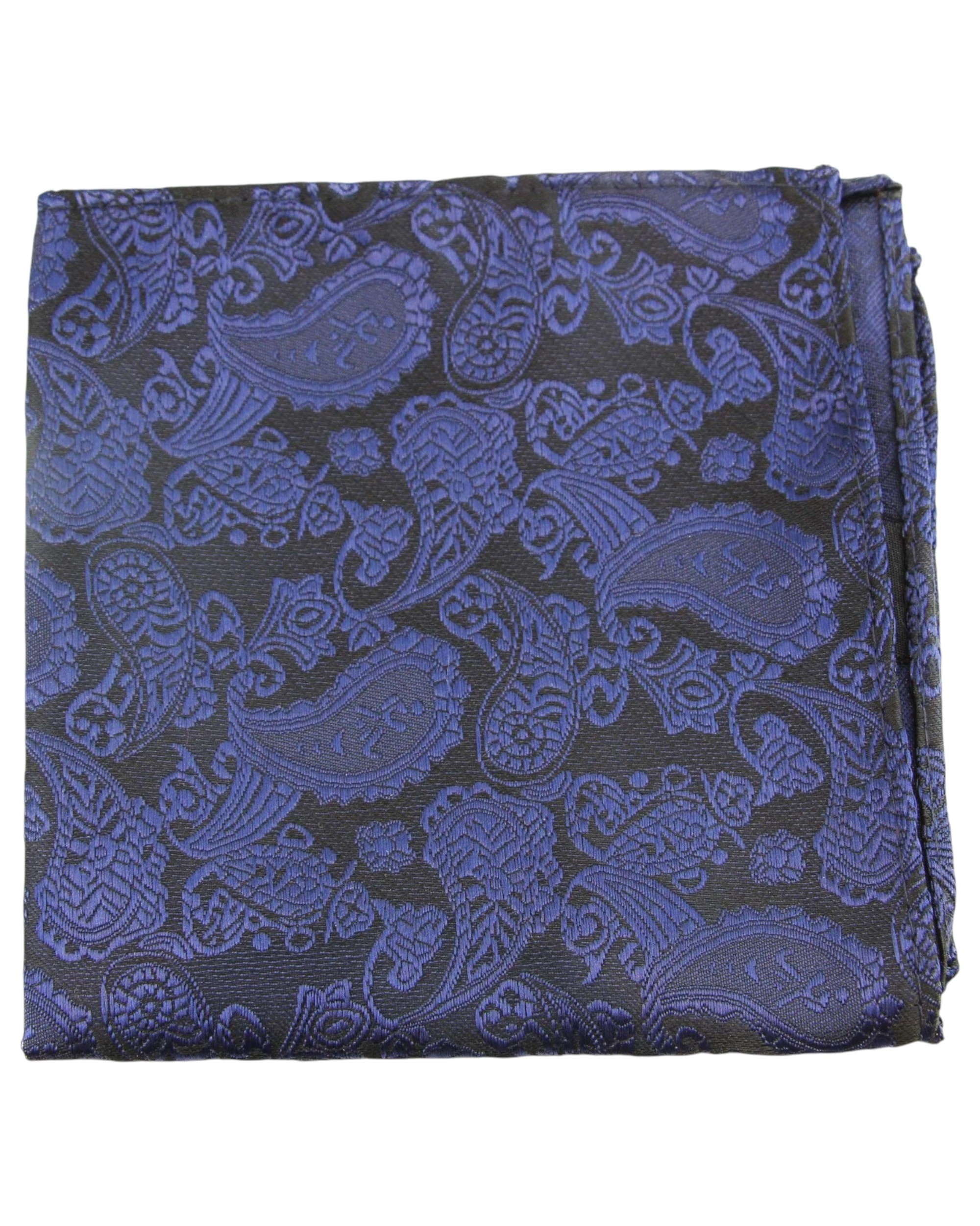 1 Zasel Mens Black & Dark Purple Paisley Silk Pocket Square - Multi, 1 of 3