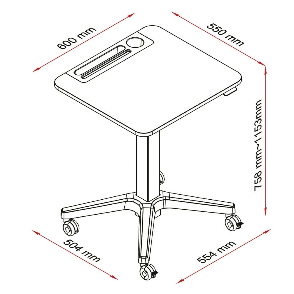 4 Height Adjustable Portable Desk or Lectern Oak/Black Desks, Tables and Workstations, 4 of 4