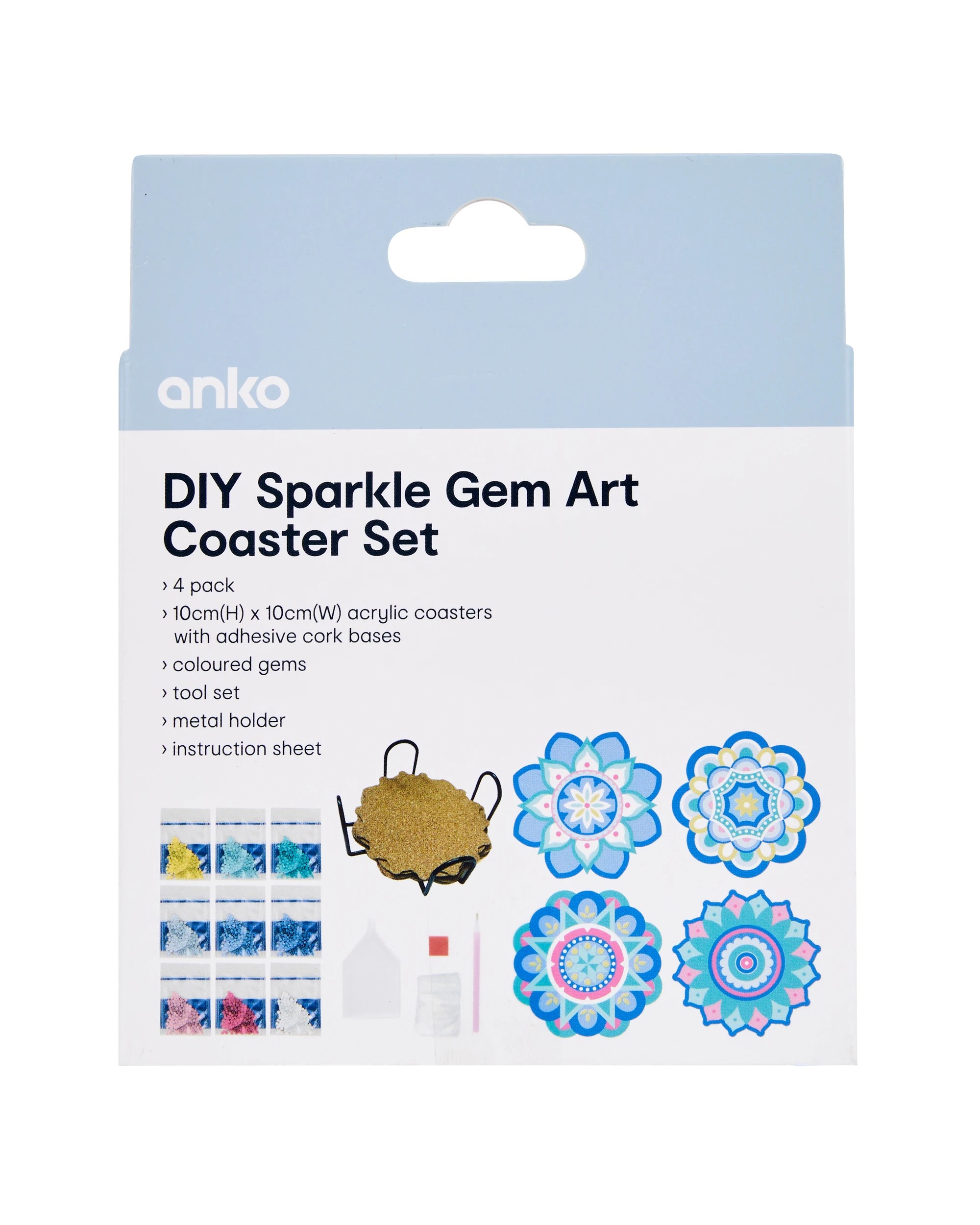 4 DIY Sparkle Gem Art Coaster Set - Mandala, 4 of 4