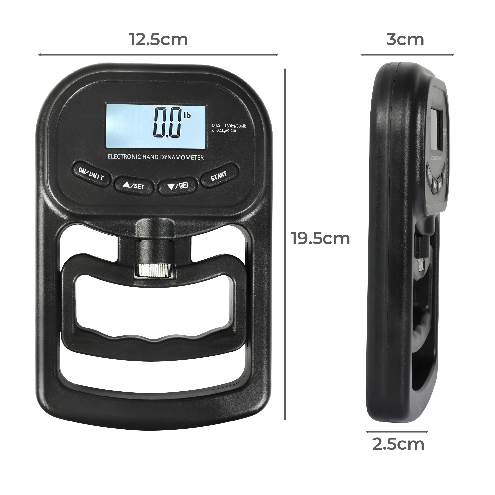 3 Centra Electronic Hand Dynamometer Grip Strength Tester Trainer 180kg Home Use, 3 of 8