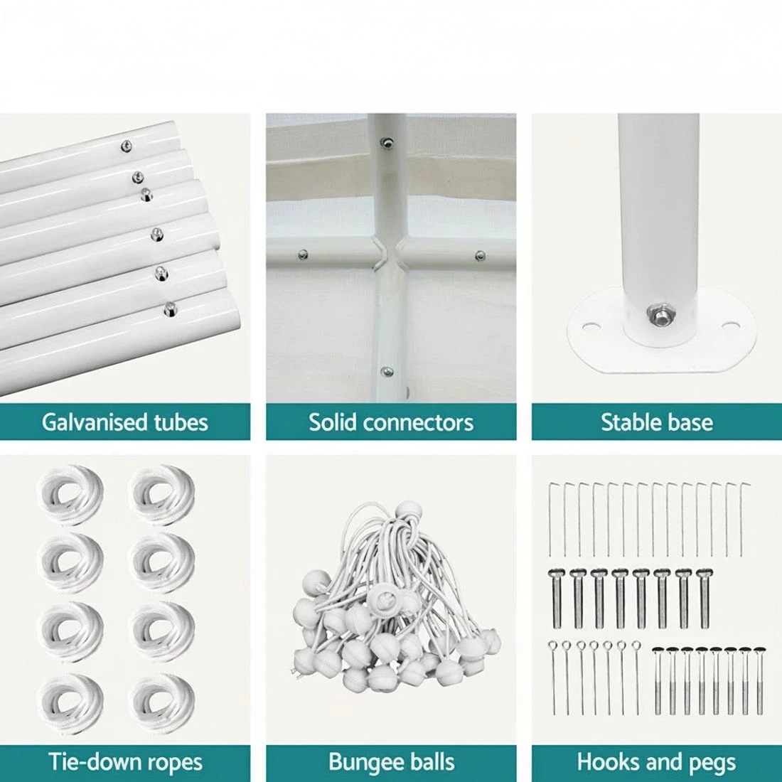 6 Instahut Carports 6x6m Carport Kits Steel Shelter Gazebo Canopy Garage Portable - White, 6 of 6