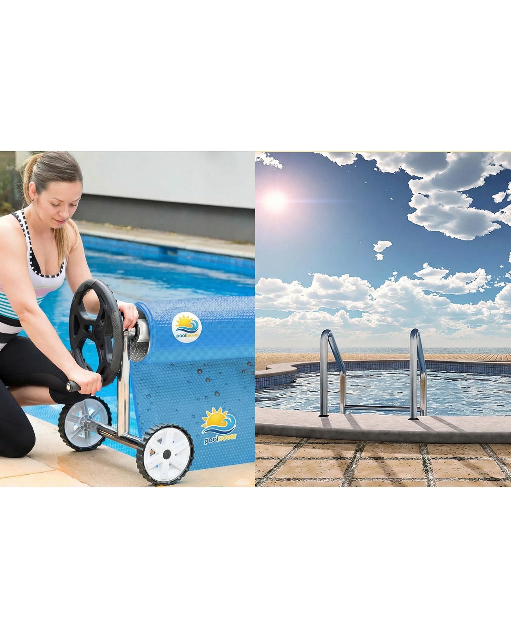 4 HydroActive 400 Micron 9.5m x5m Solar Swimming Pool Cover - Blue, 4 of 5