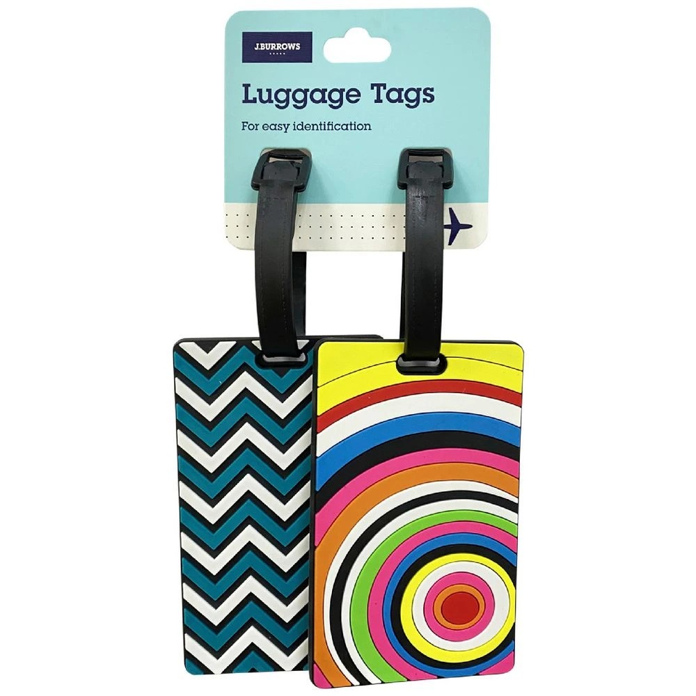 1 J.Burrows PVC Luggage Tags Assorted 2 Pack, 1 of 2