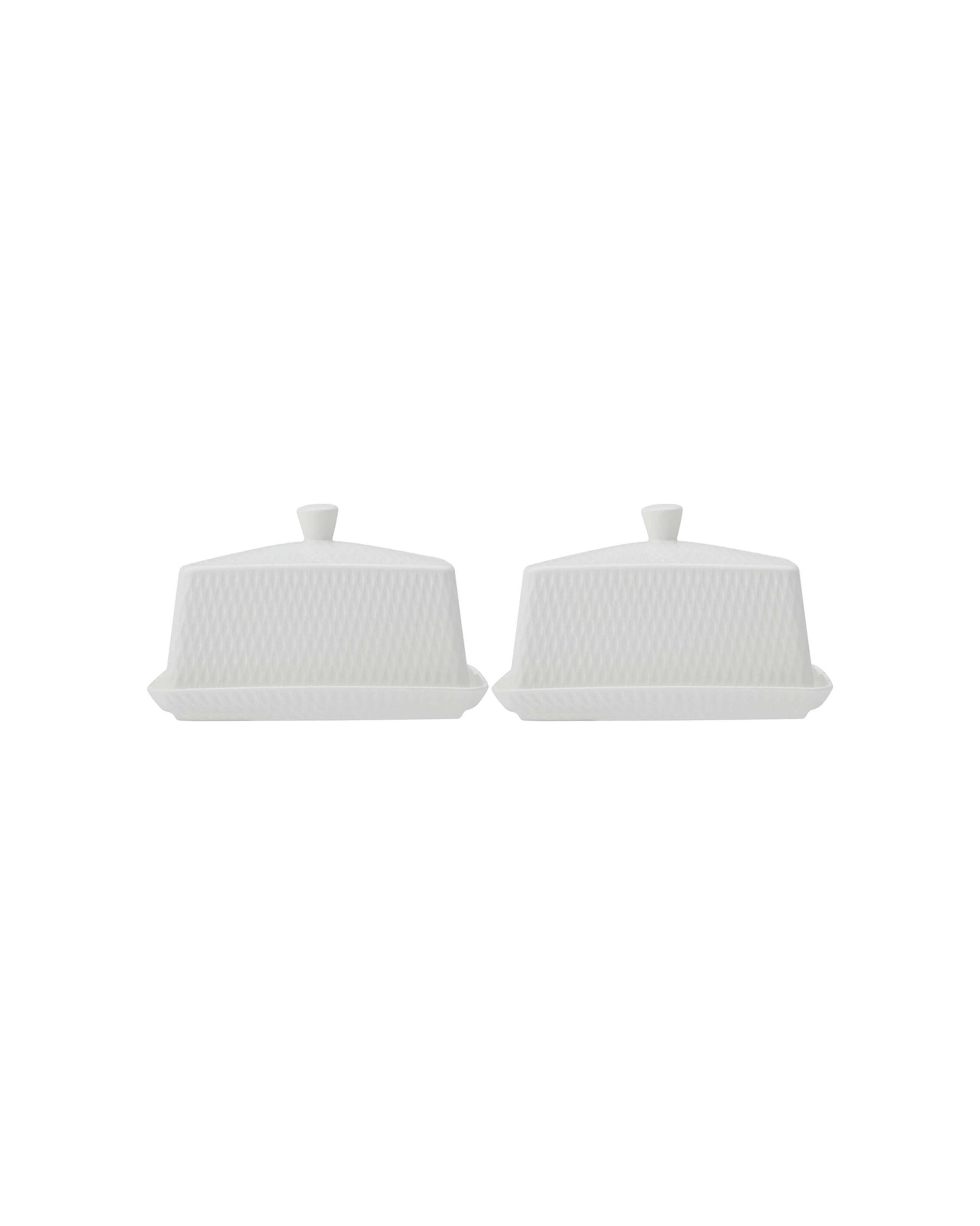 1 Maxwell & Williams 2PK White Basics Diamonds Butter Dish Porcelain Textured - White, 1 of 1