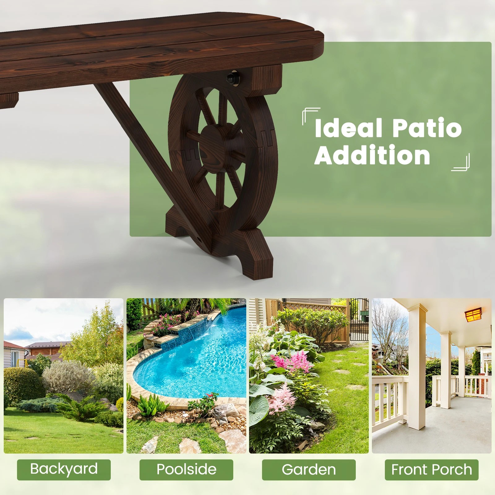 7 Costway 2-Person Wood Outdoor Bench Patio Slatted Seat - Brown, 7 of 7