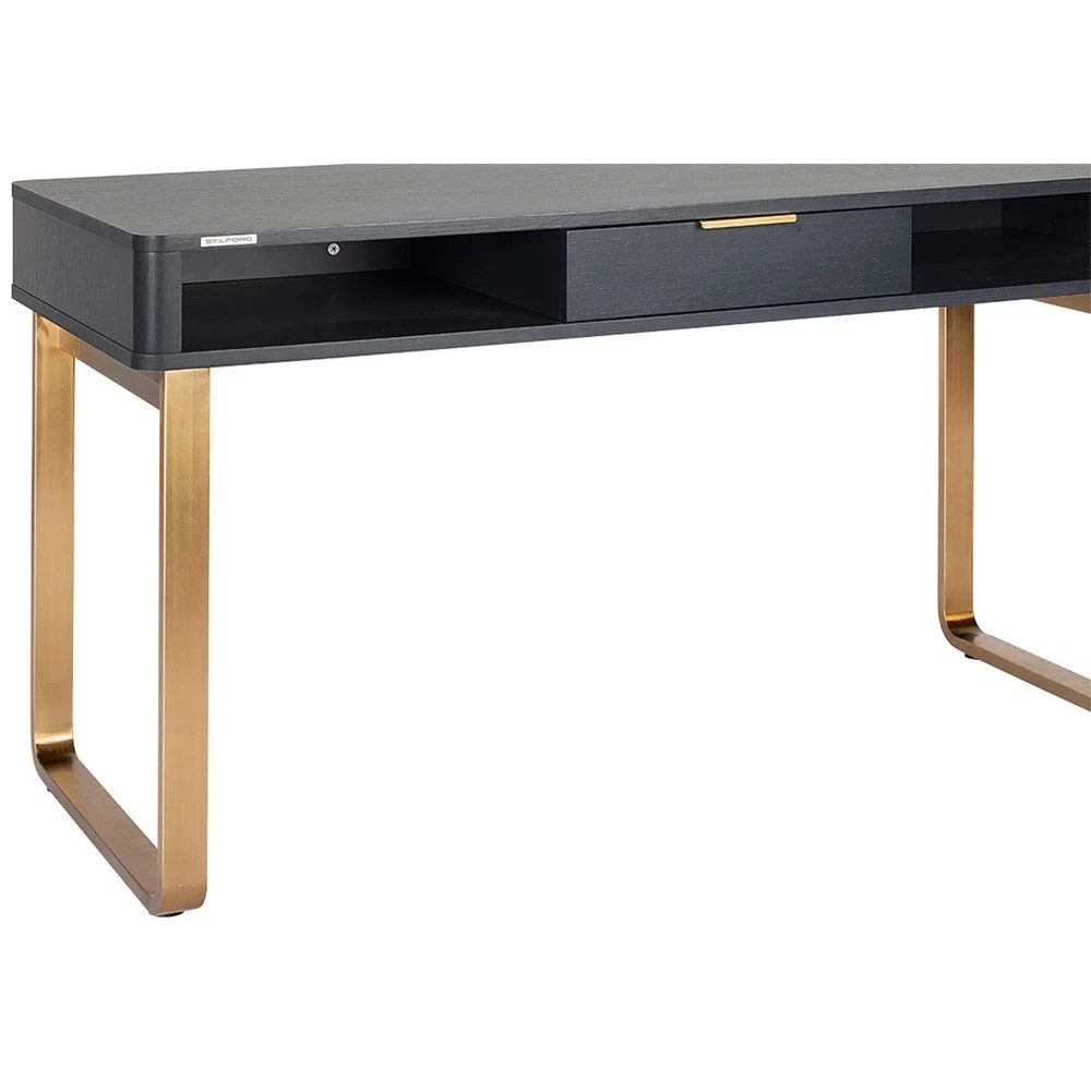 7 Stilford Herring Loop Leg 1400mm Desk Charcoal and Gold Desks, Tables and Workstations, 7 of 10