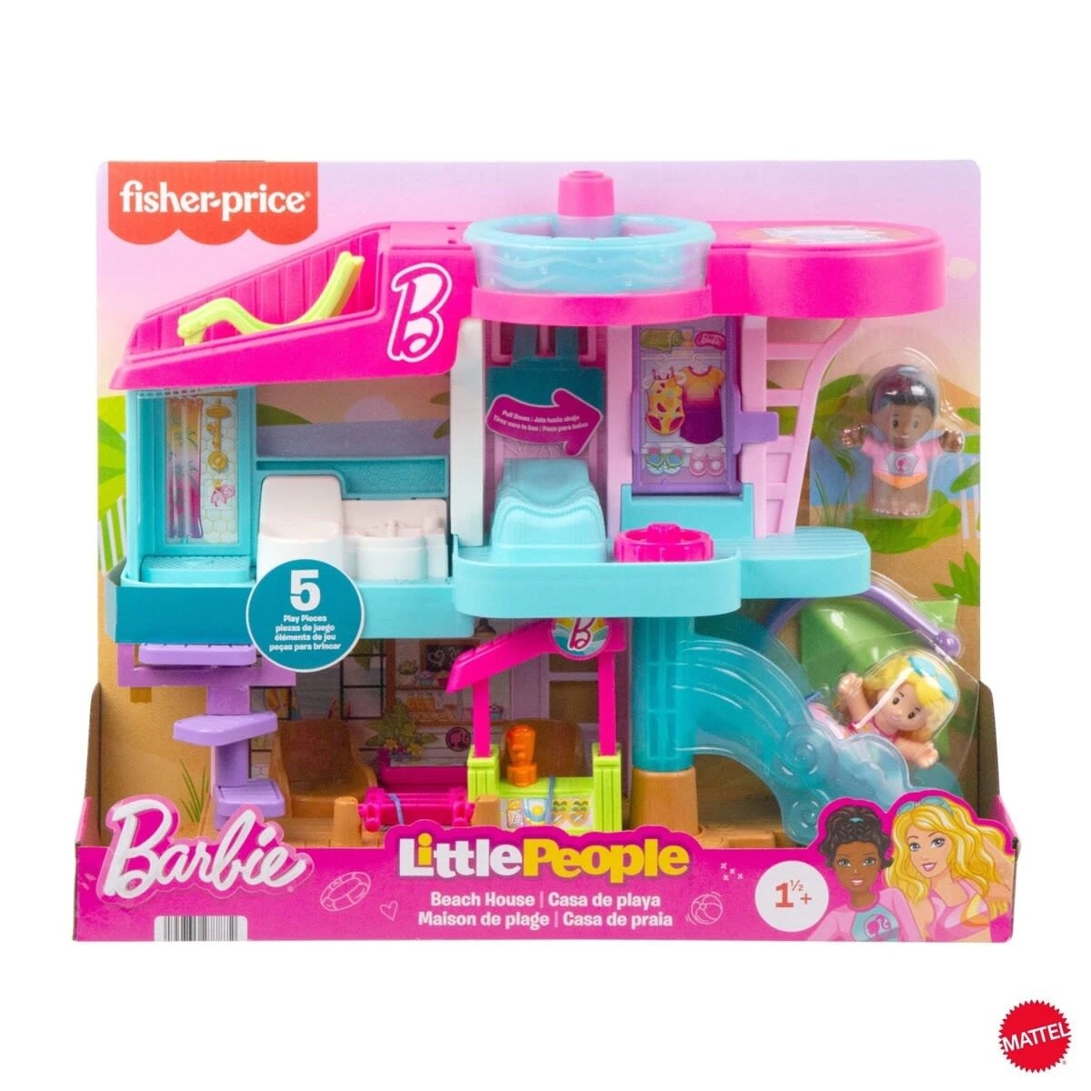 1 Fisher-Price Barbie Little People Beach House Playset, 1 of 8