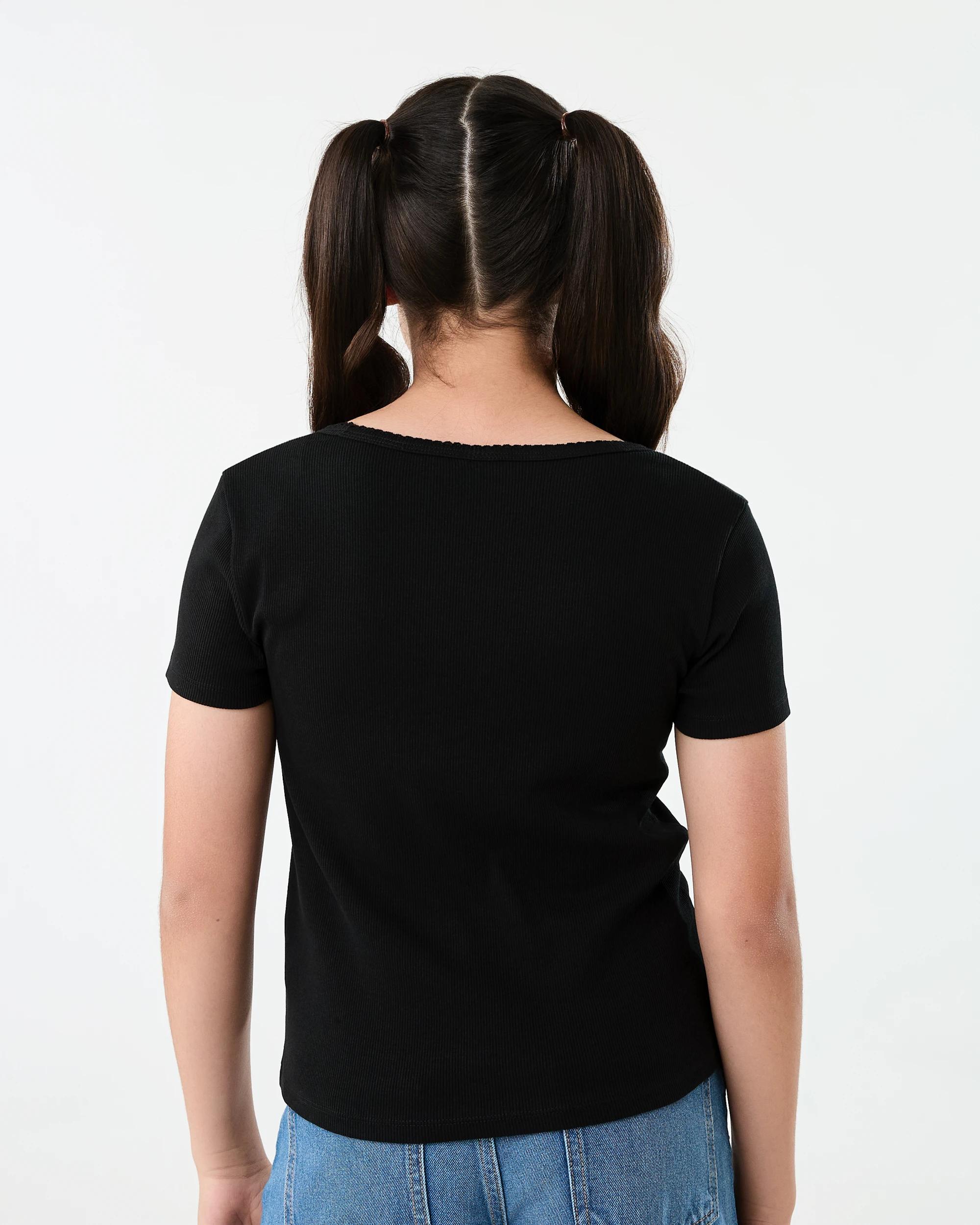 2 Short Sleeve Rib T-shirt Black, 2 of 6