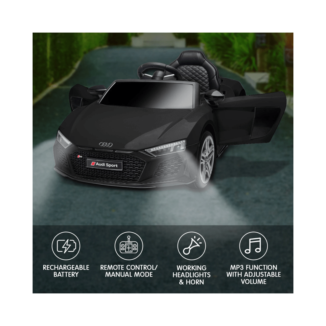 8 Kahuna Audi Sport Licensed Kids Electric Ride On Car Remote Control Black, 8 of 10