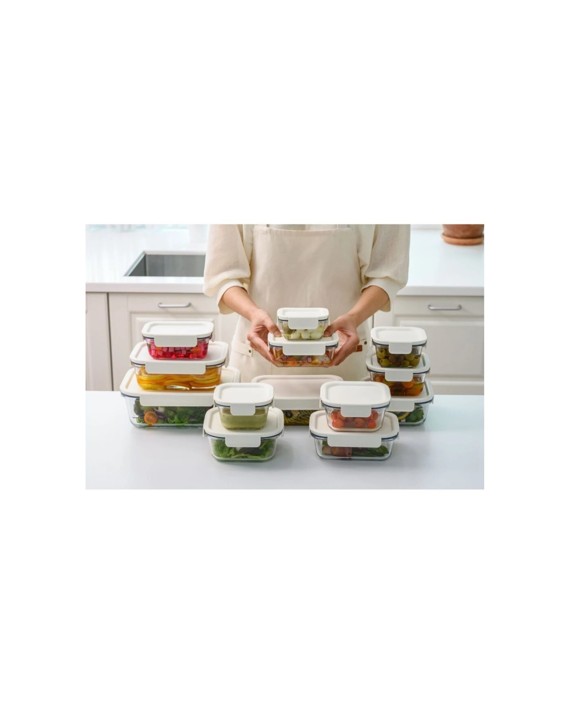 4 Lock & Lock 2PK Glass Food Storage Container Microwave Safe 380ml Lid - White, 4 of 4