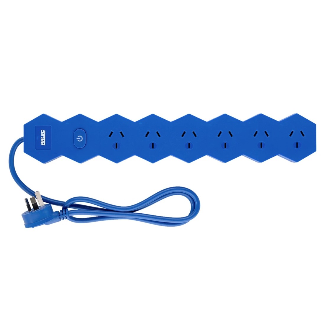 2 Arlec 6 Outlet Hexagon Master On/Off Switch Powerboard - Blue, 2 of 6