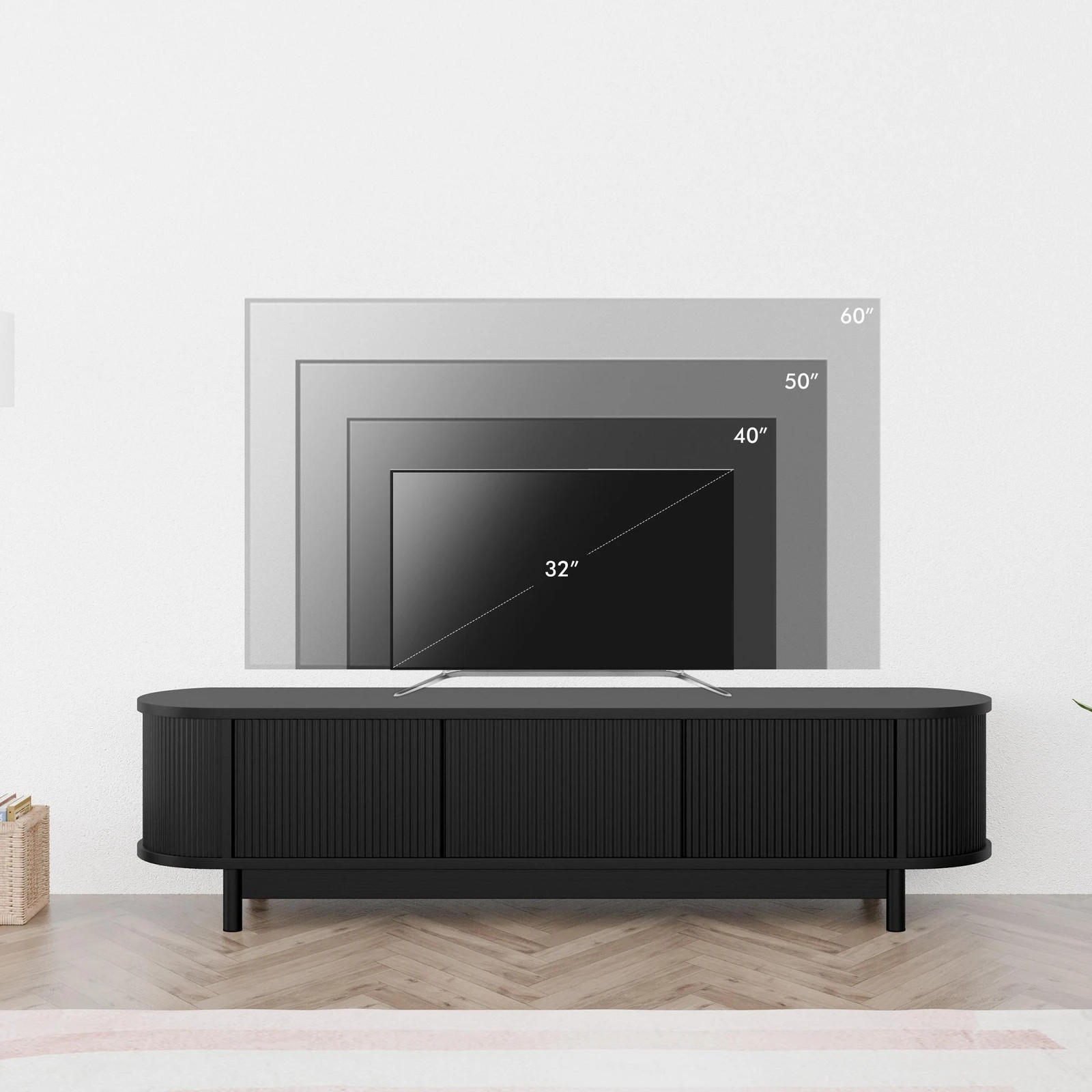 7 Alfordson TV Cabinet Entertainment Unit Stand 160cm Storage Shelf - Black, 7 of 10