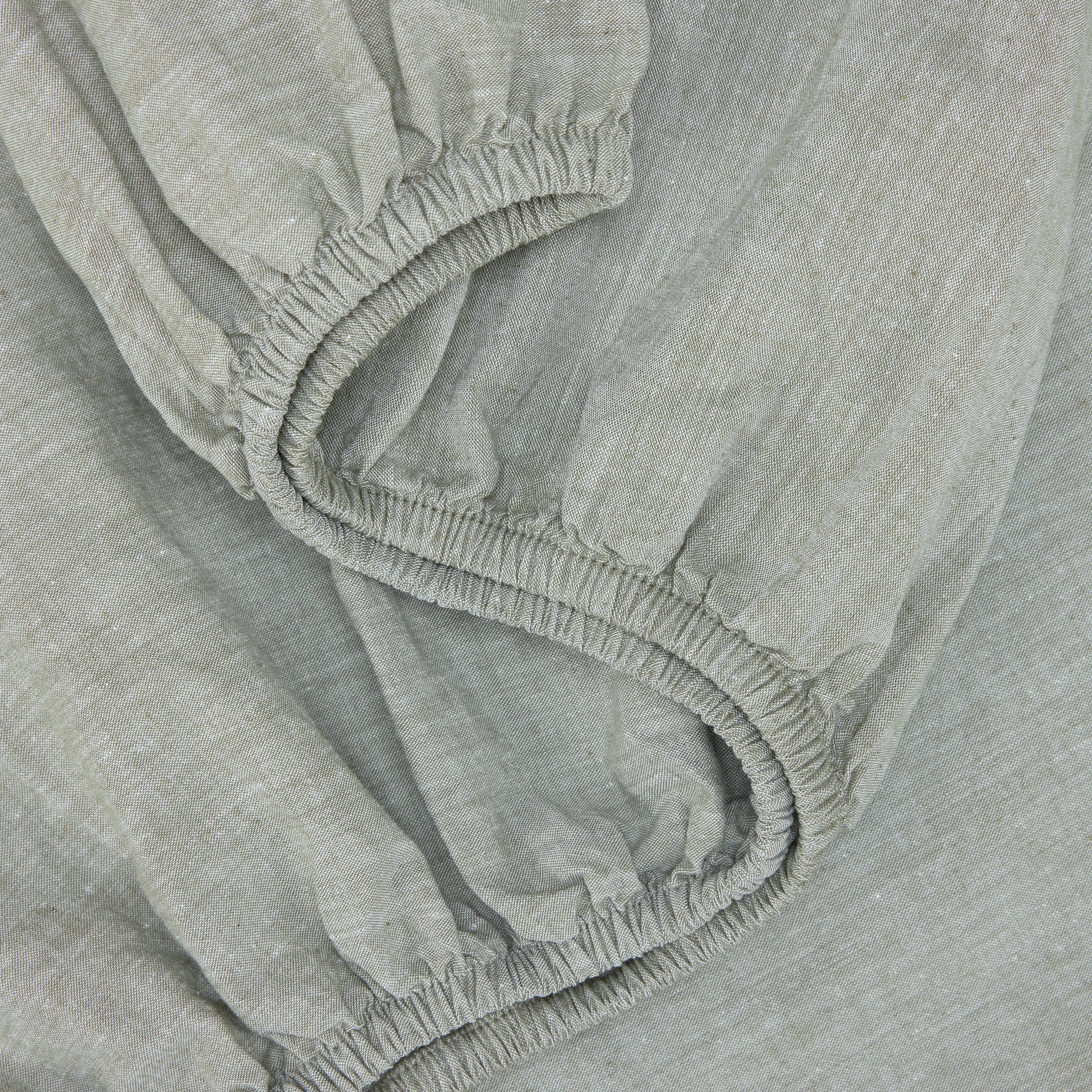 3 Stonewashed Chambray Cotton Sheet Set - Double Bed, Sage, 3 of 7