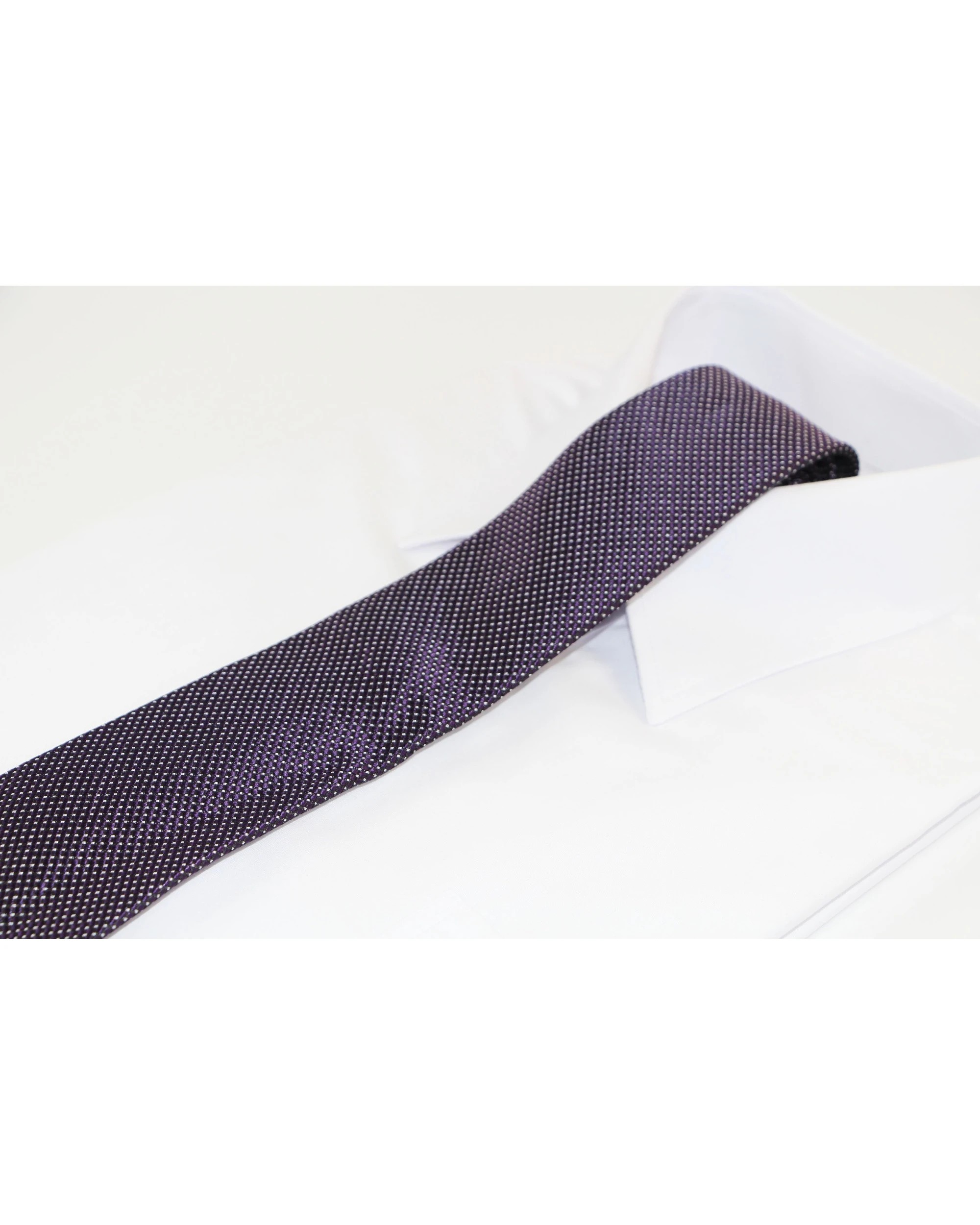 1 Zasel Mens Purple, Black & White Elegant Patterned 8cm Neck Tie, 1 of 2