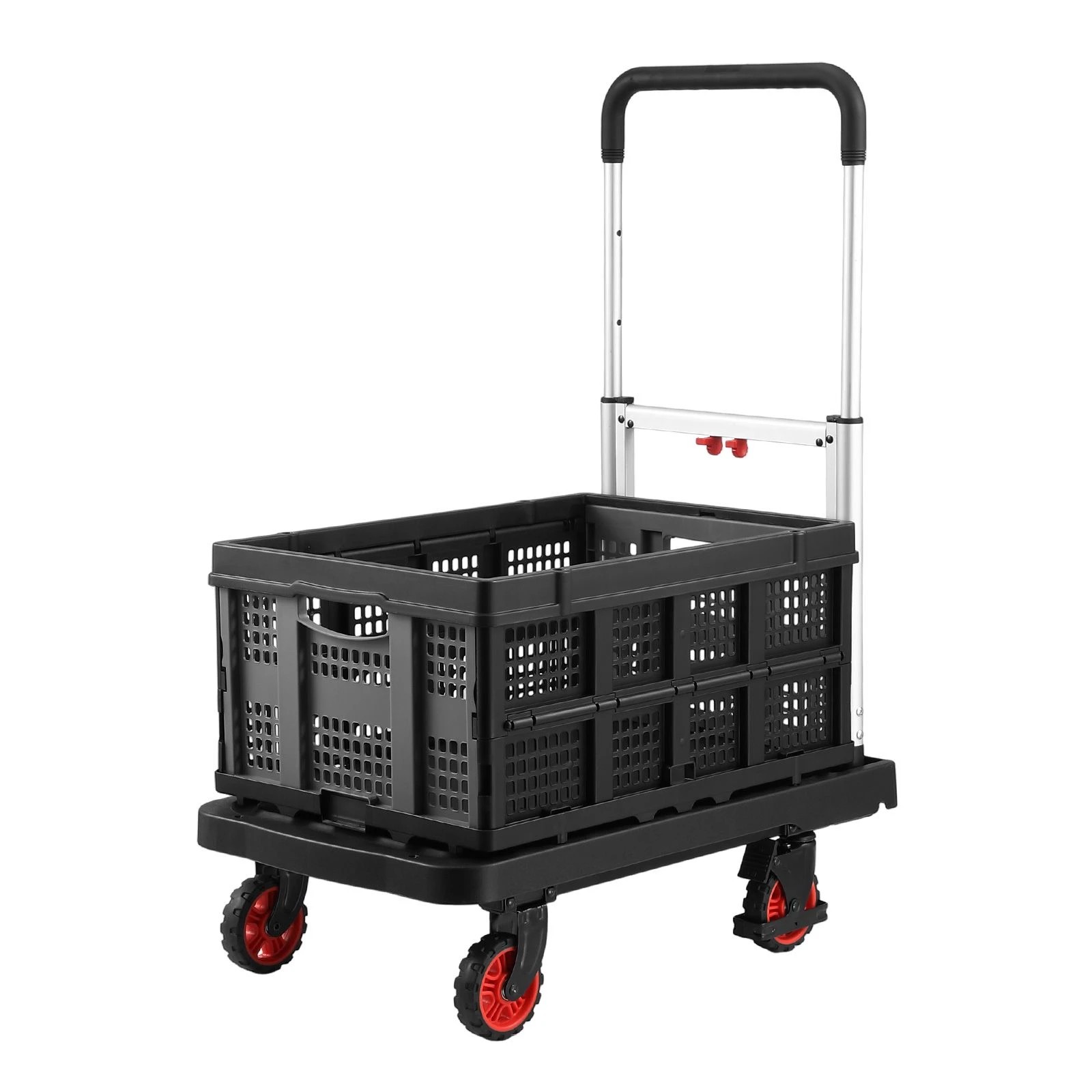 Ausway 150kg Folding Platform Trolley with Basket Portable Flatbed ...