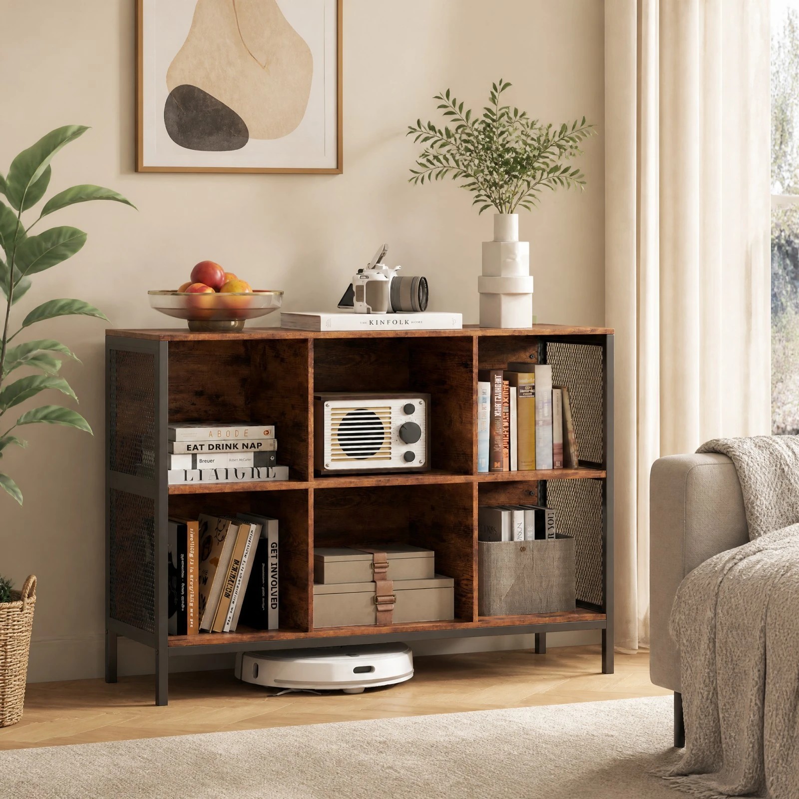 3 Costway 6 Cube Bookcase 110cm Bookshelf Metal Cubby Shelf Storage Organiser, 3 of 3