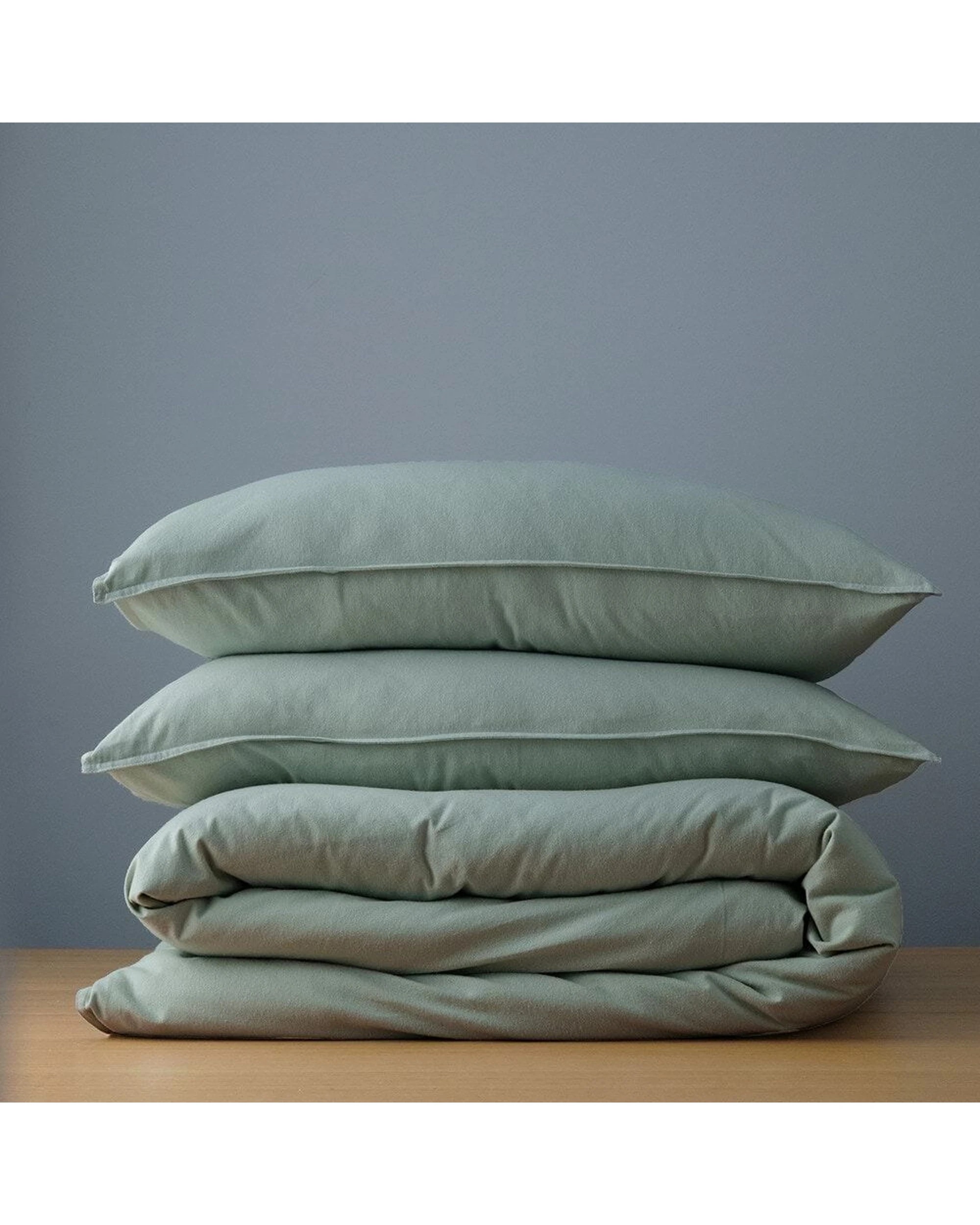 3 Canningvale Cozi Cotton Flannelette Quilt Bed Bedding Cover Set Mineral Queen - Green, 3 of 5
