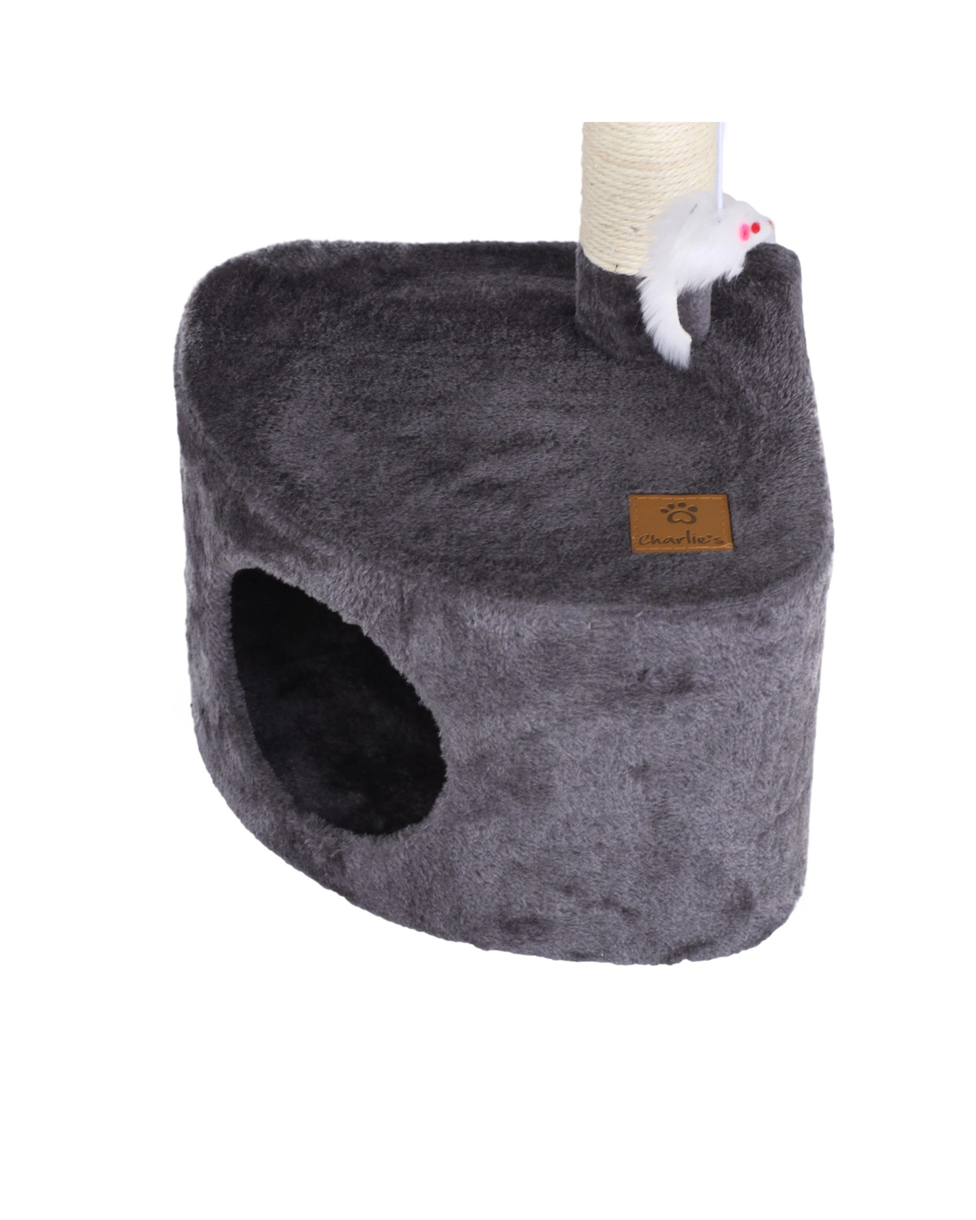 4 Charlie's Lite Cat Tree With Round House - Charcoal and Cream, 4 of 7