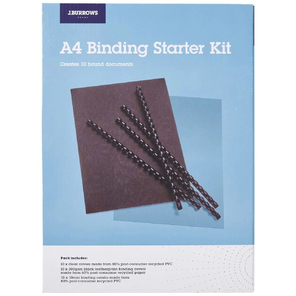 1 J.Burrows A4 Binding Starter Kit Black/Clear, 1 of 1