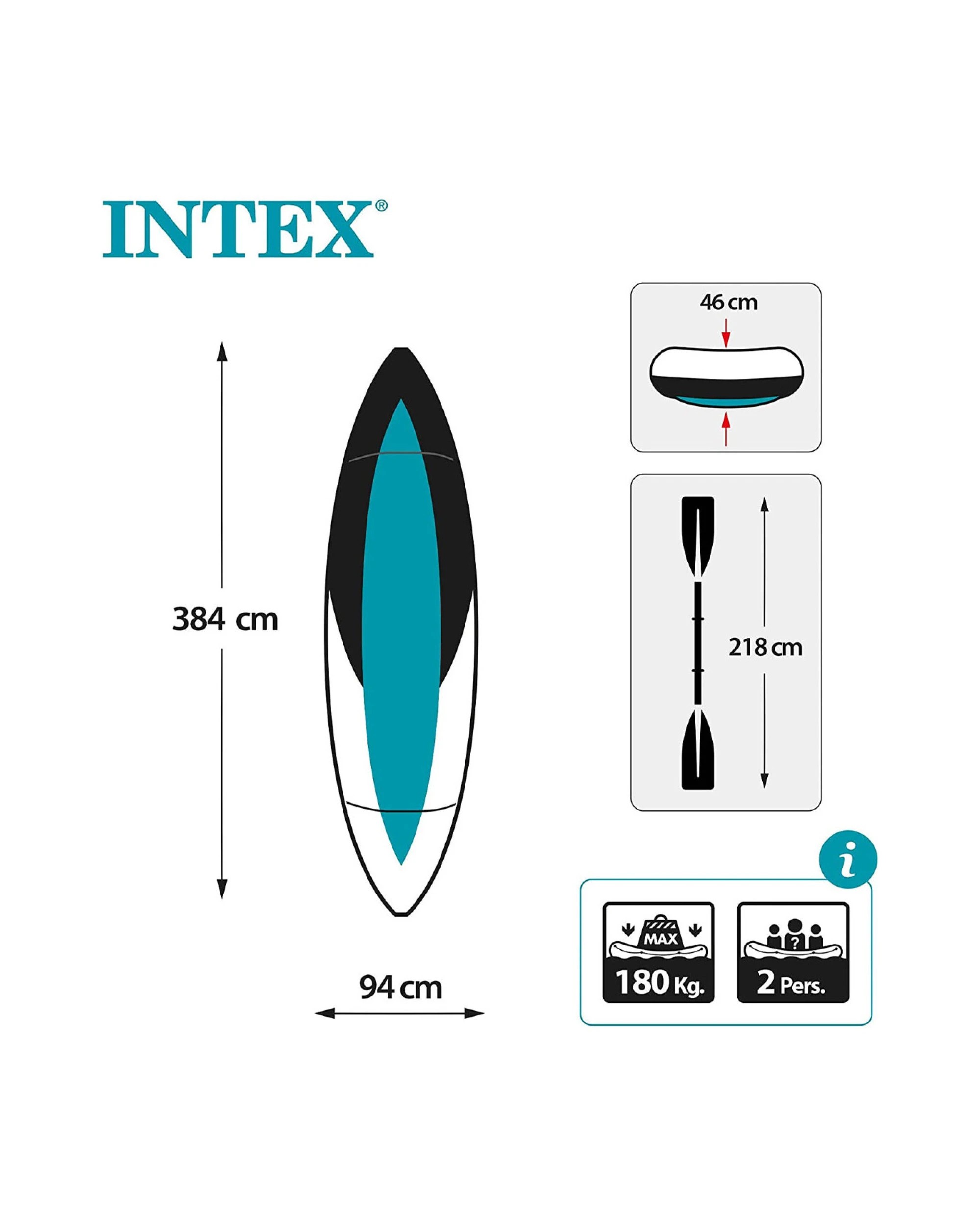 2 Intex Excursion Pro K2 2 Person Inflatable Kayak Canoe - Red, 2 of 9