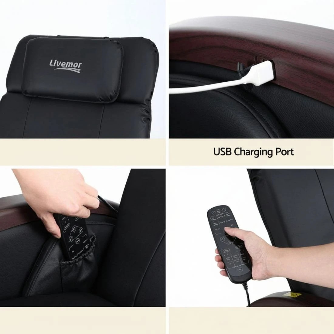 7 Livemor Massage Chair Electric Recliner Home Massager ARIA - Black, 7 of 7