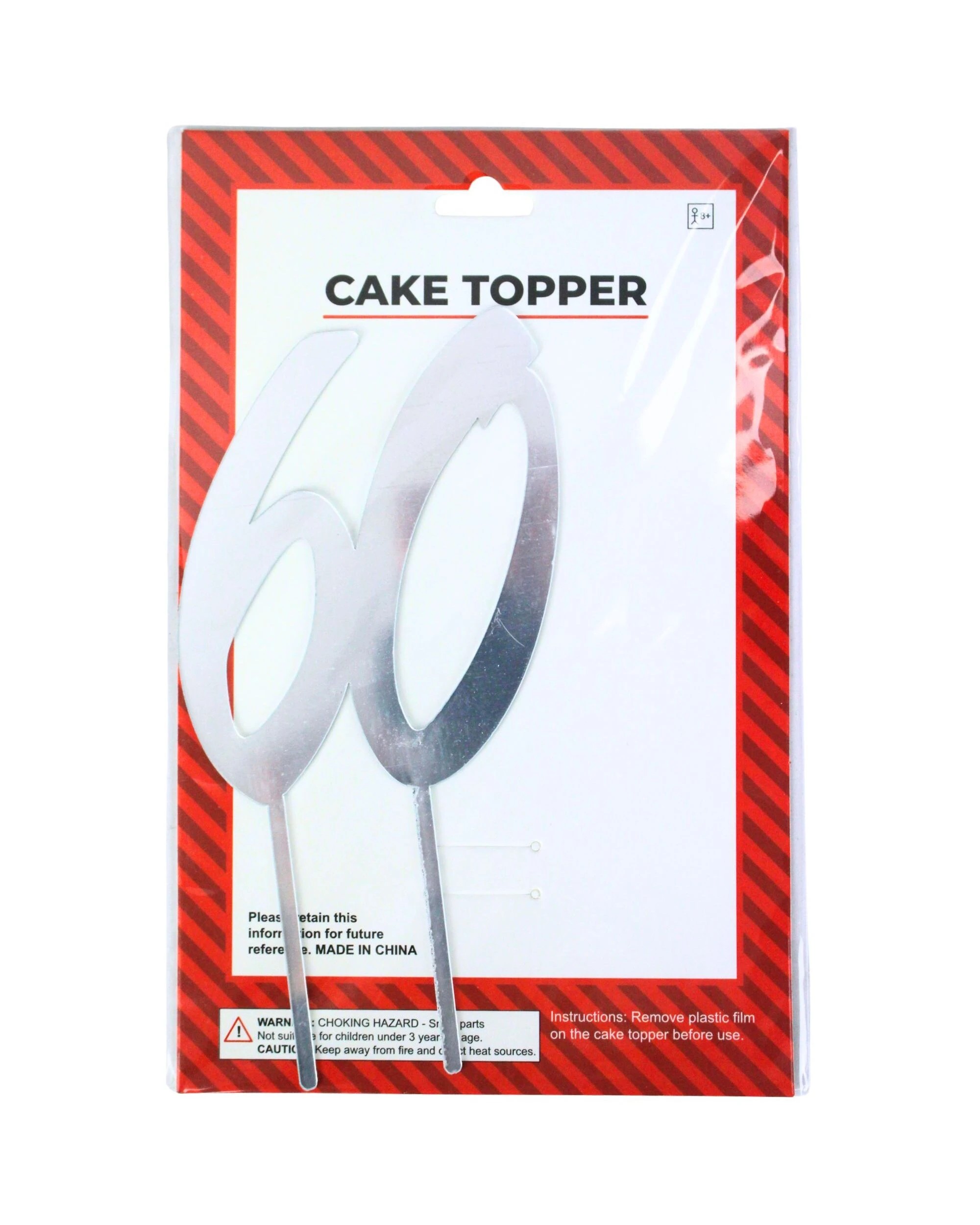 2 JD Party 60 Mirror Cake Topper - Silver, 2 of 2