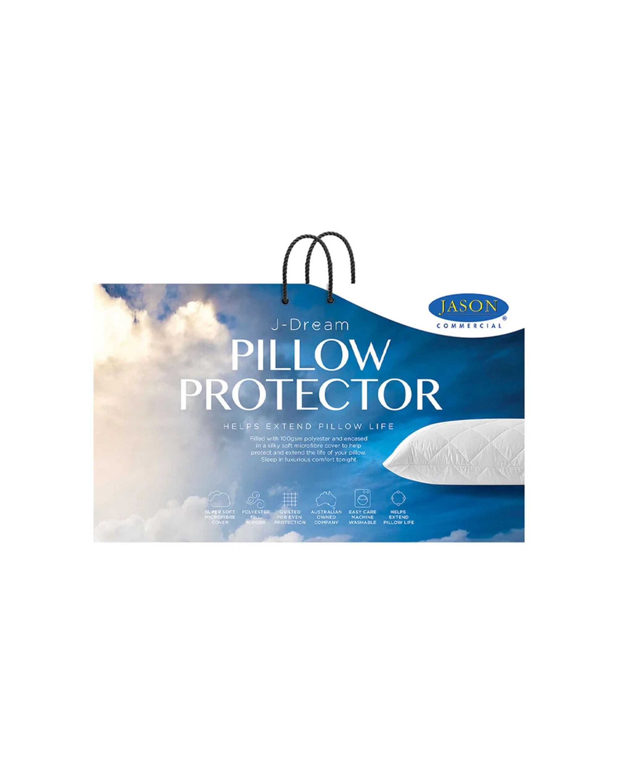 1 Jason Commercial J-Dream Quilted Pillow Protector Standard - 48x73cm - White, 1 of 3