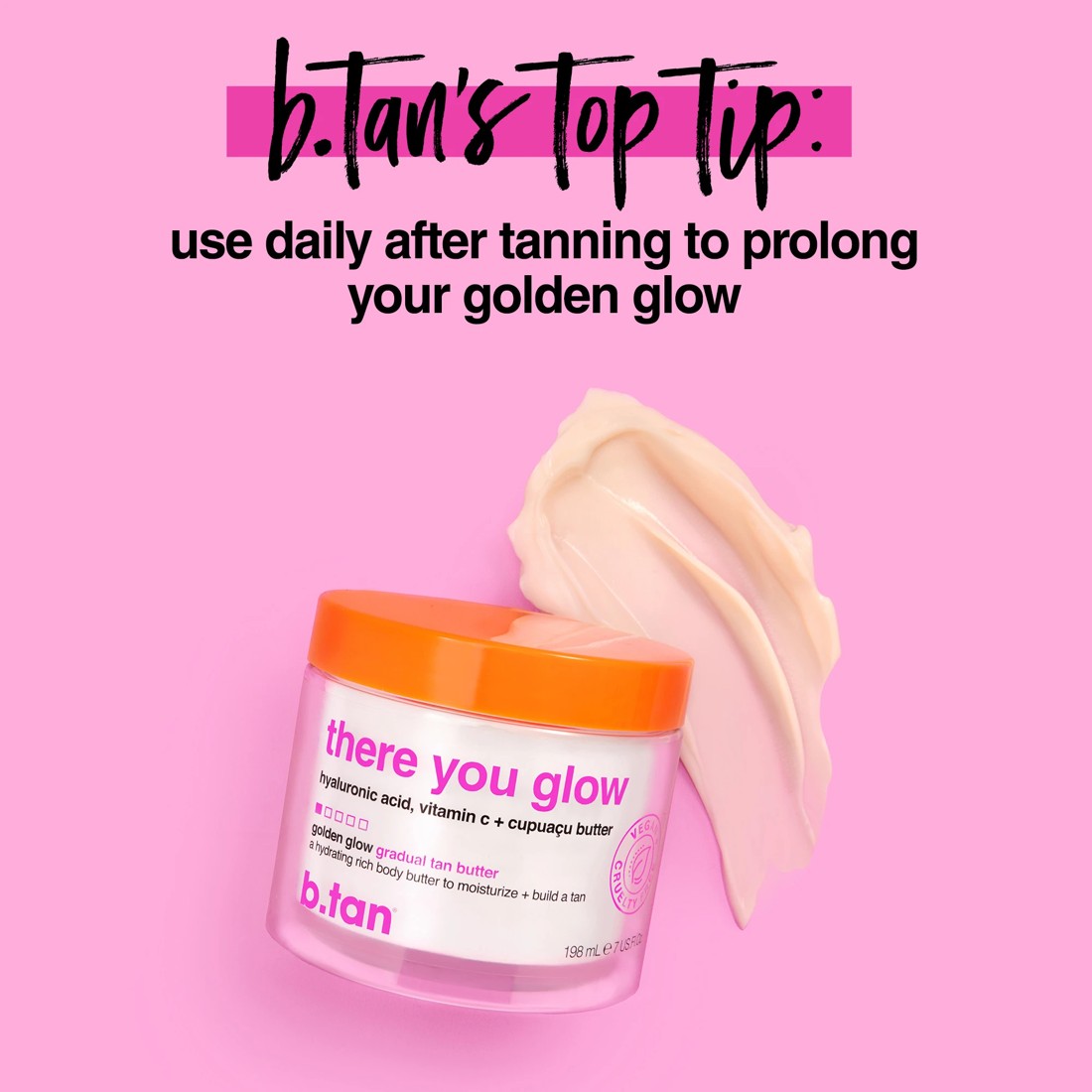 3 b.tan Golden Glow Gradual Tan Butter 198ml - Hyaluronic Acid, Vitamin C and Cupuacu Butter, 3 of 7