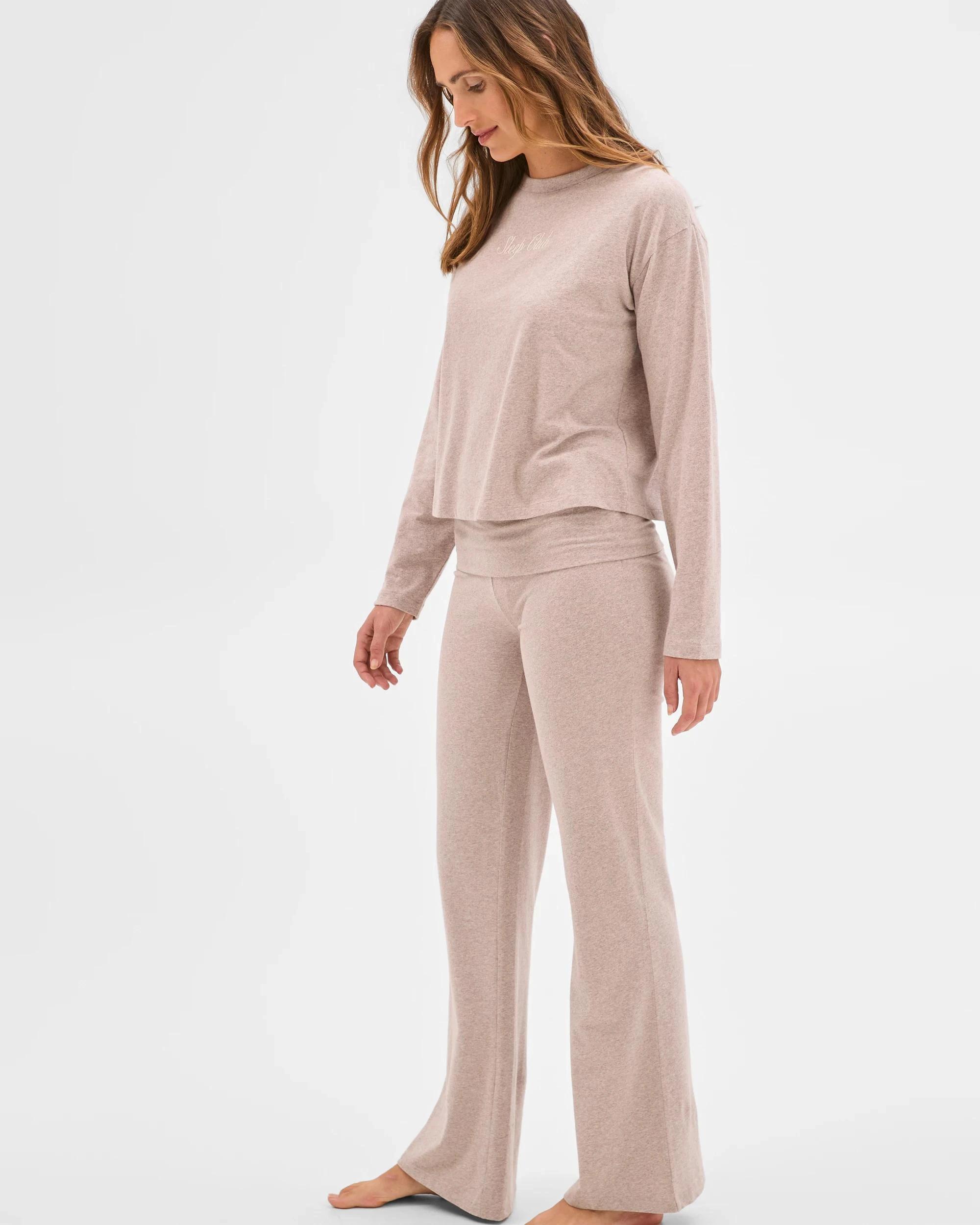 6 Lily Loves Australian Cotton Folded Waist Flare Leg Sleep Pants MUSHROOM, 6 of 7