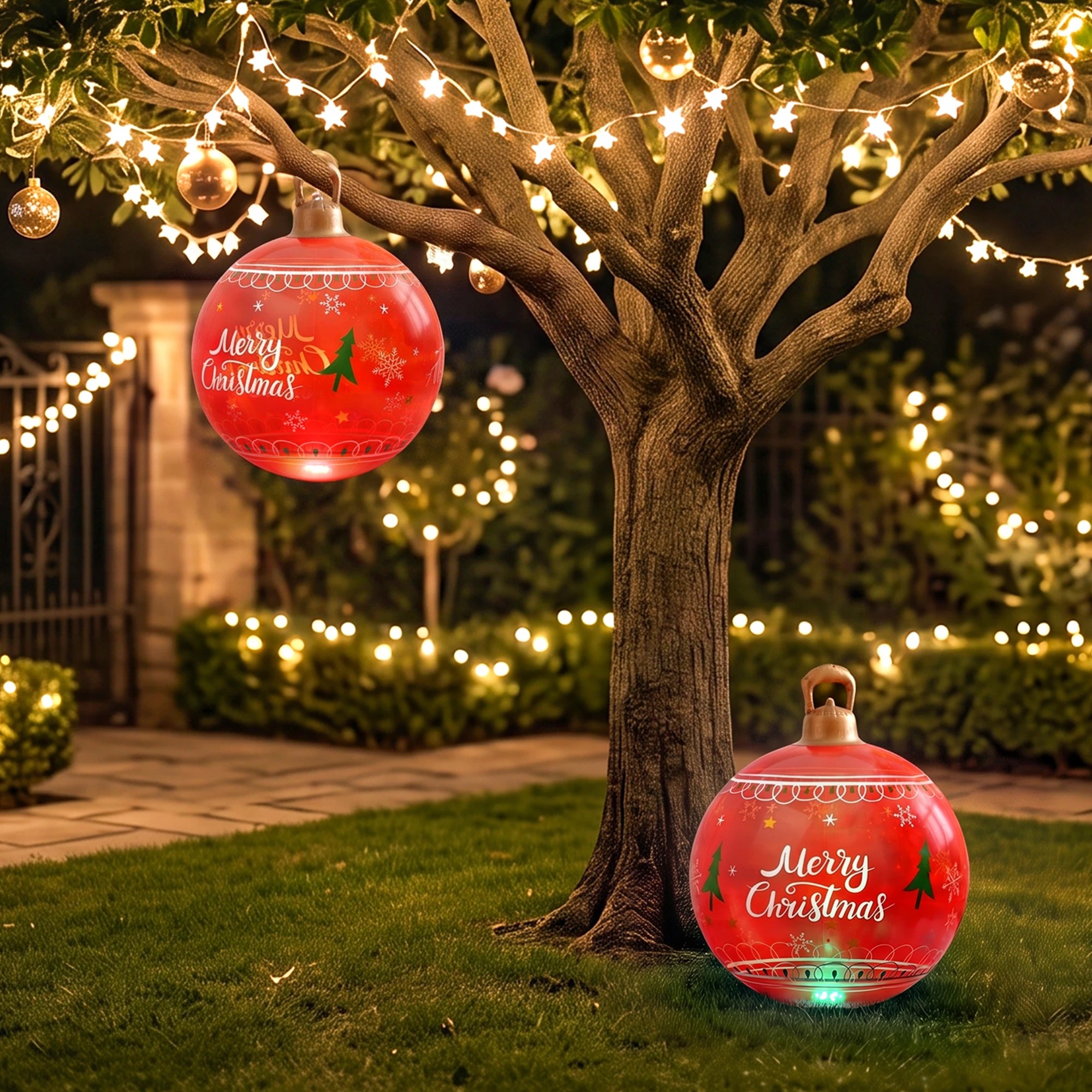 6 Jingle Jollys Christmas Inflatable Ball 60cm Led Illuminated Xmas Decoration - Red, 6 of 7
