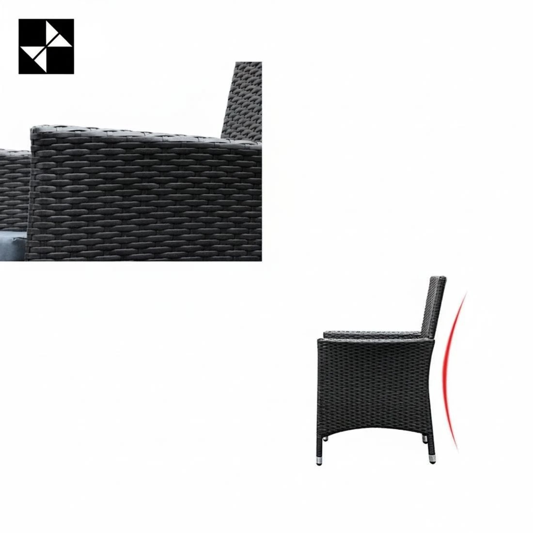 6 Gardeon Outdoor Dining Set 9 Piece Wicker Lounge Setting - Black, 6 of 7