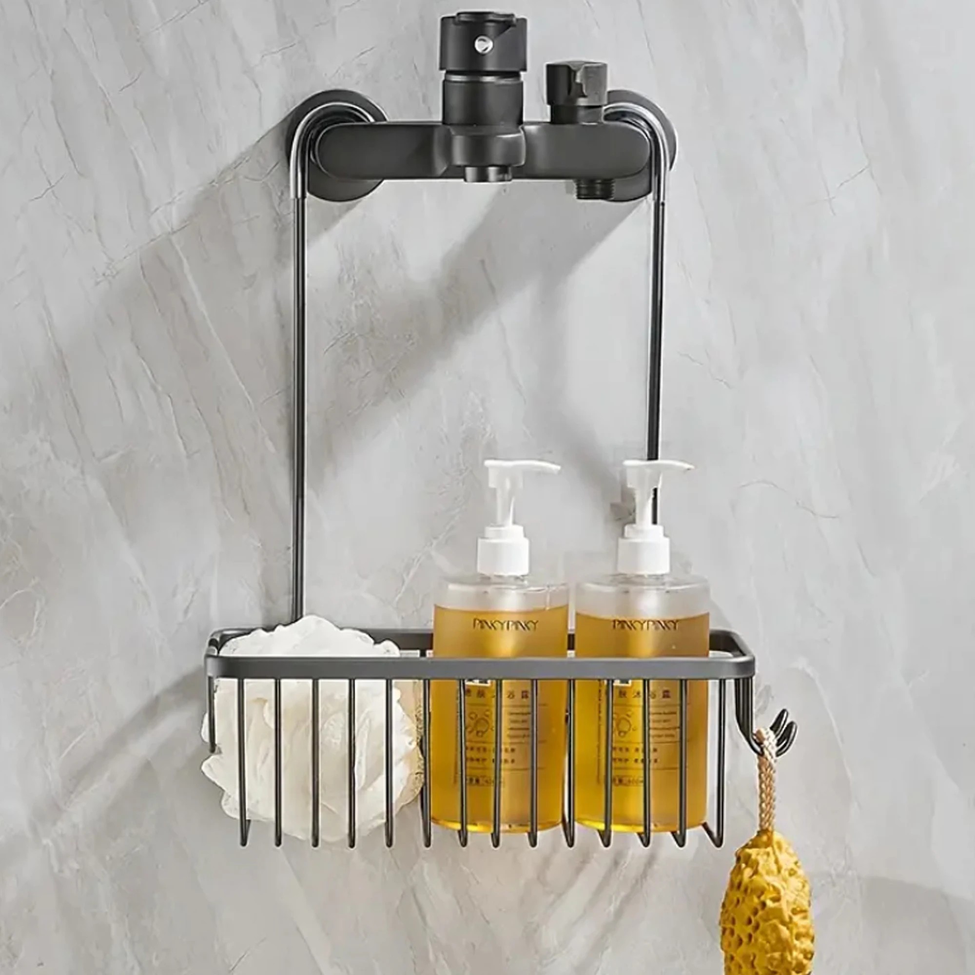 3 TODO Hanging Shower Rack Bathroom Caddy Aluminium Alloy Rust Free Waterproof Bath Storage Organizer - Grey - Grey, 3 of 6