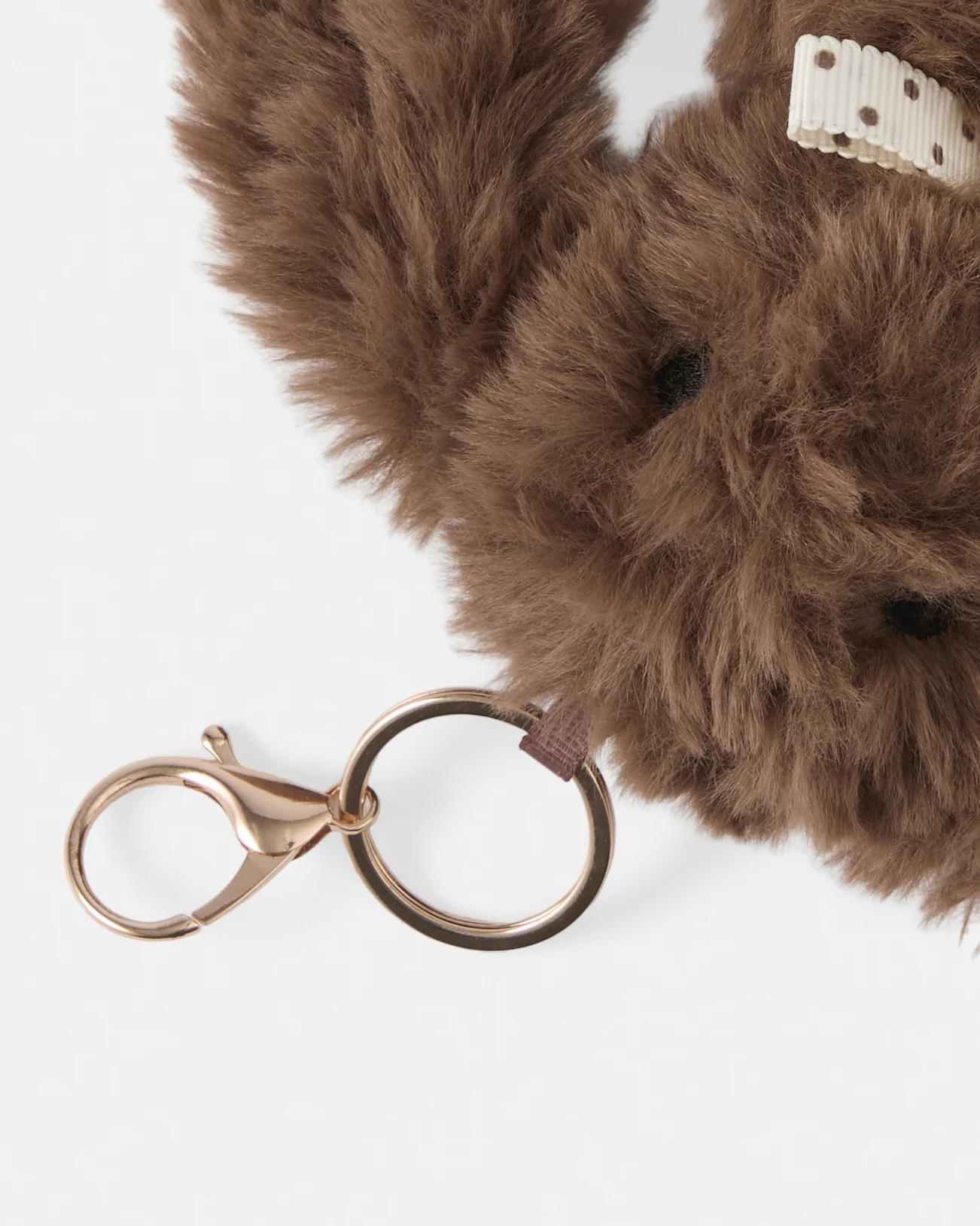 3 Fluffy Bunny Charm Keyring - Brown Brown, 3 of 3
