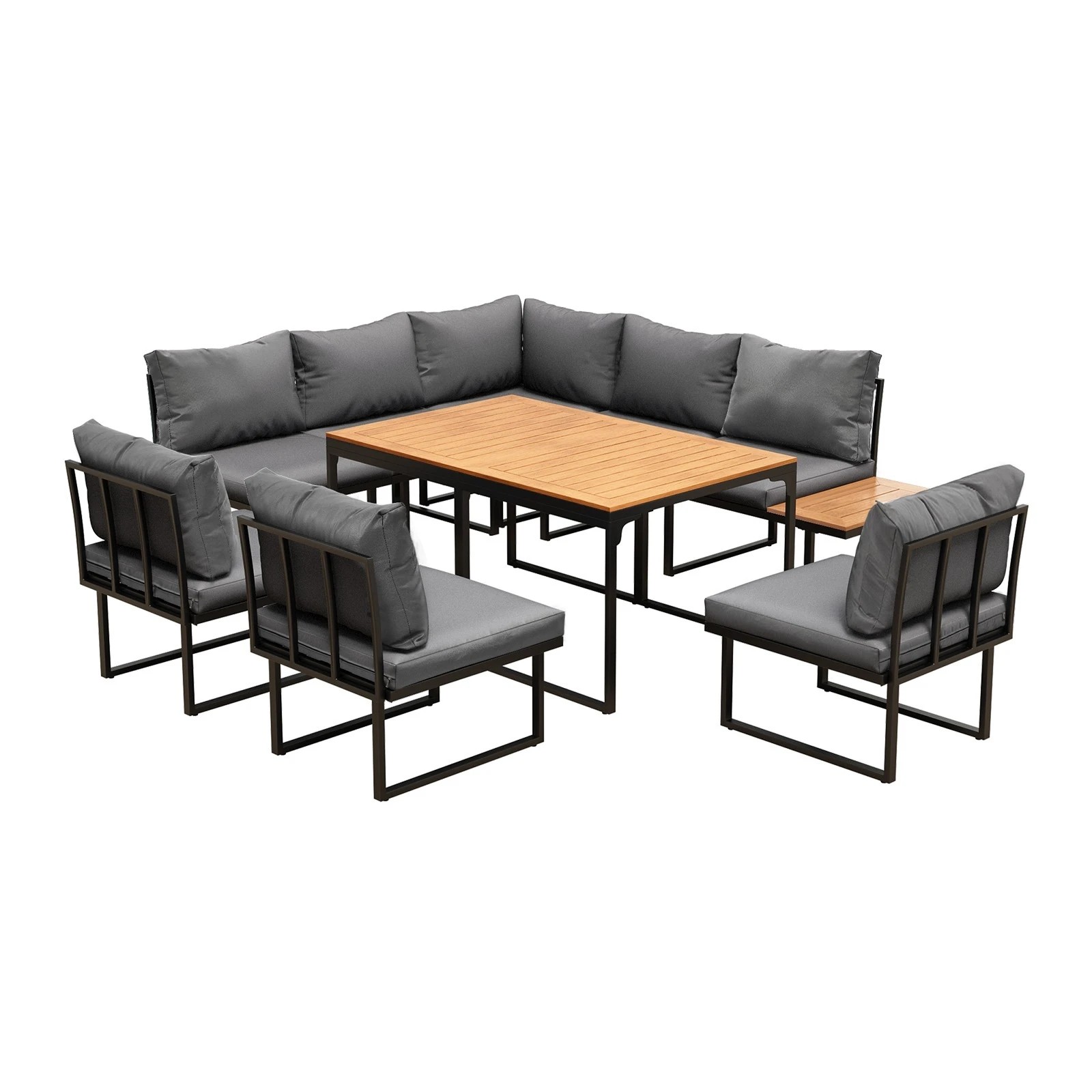 1 Livsip 8 Seater Outdoor Dining Sofa Set Lounge Furniture with Side Table - Multi, 1 of 8