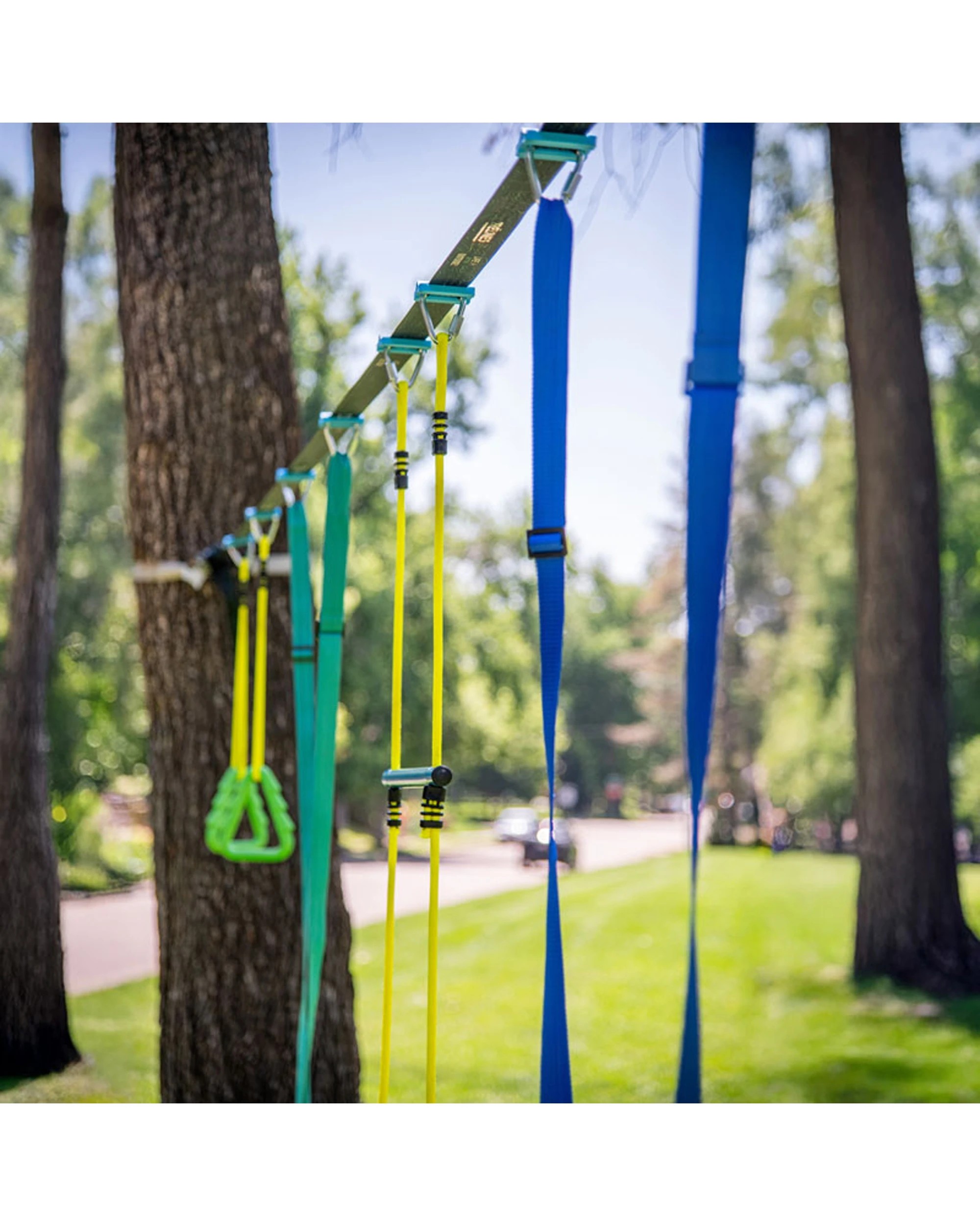 3 Trelines Kids Swingset Gymnastics Line 10m With Swings Gym Rings & Trapeze Playset - Blue, 3 of 5