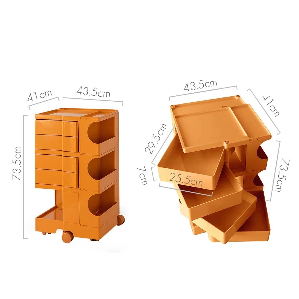 2 Artiss Storage Trolley Bedside Table 5 Tier Cart Boby Replica - Orange, 2 of 9
