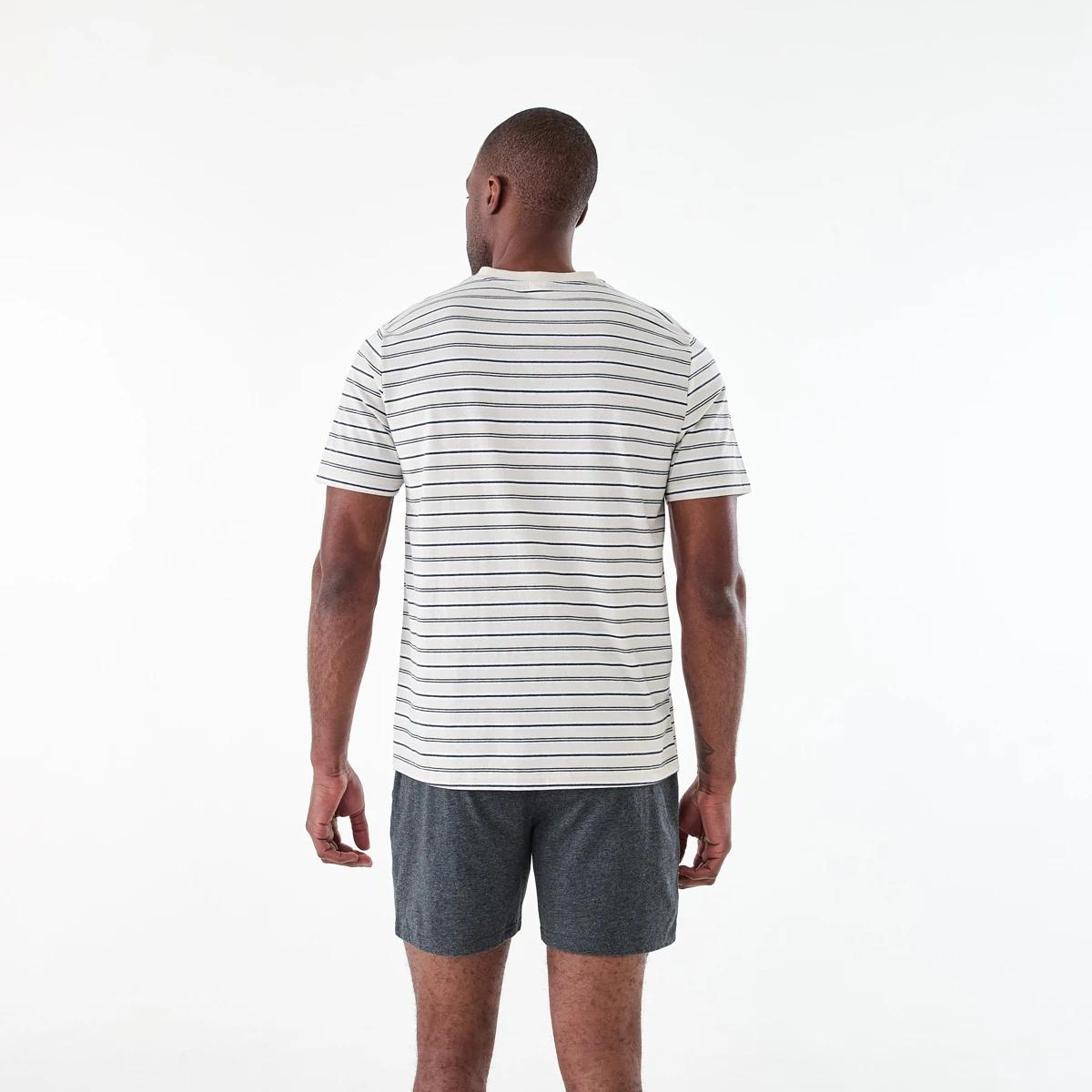 3 Short Sleeve Henley Knit Pyjama Set DUNE STRIPE, 3 of 7
