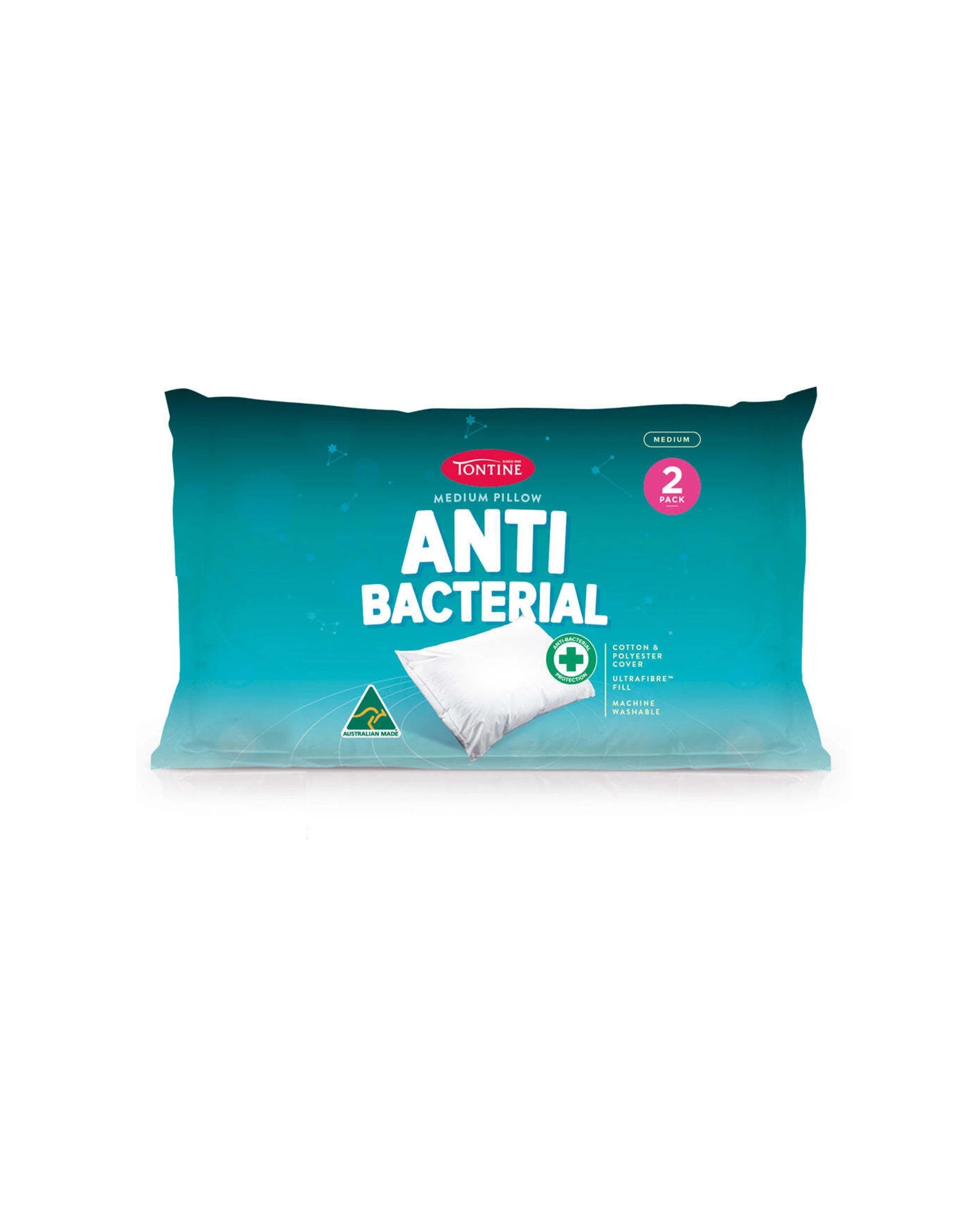 1 Tontine Anti-Bacterial Medium Sleeping Pillow - 2PK - White, 1 of 1