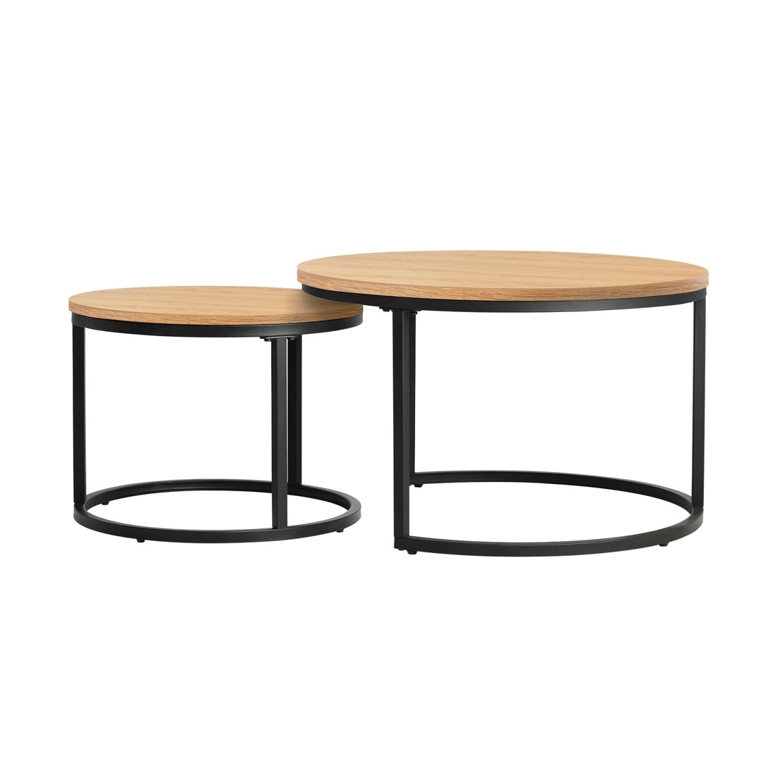 9 Oikiture Set Of 2 Coffee Table Round Nesting Side End Table
 - Natural, 9 of 10