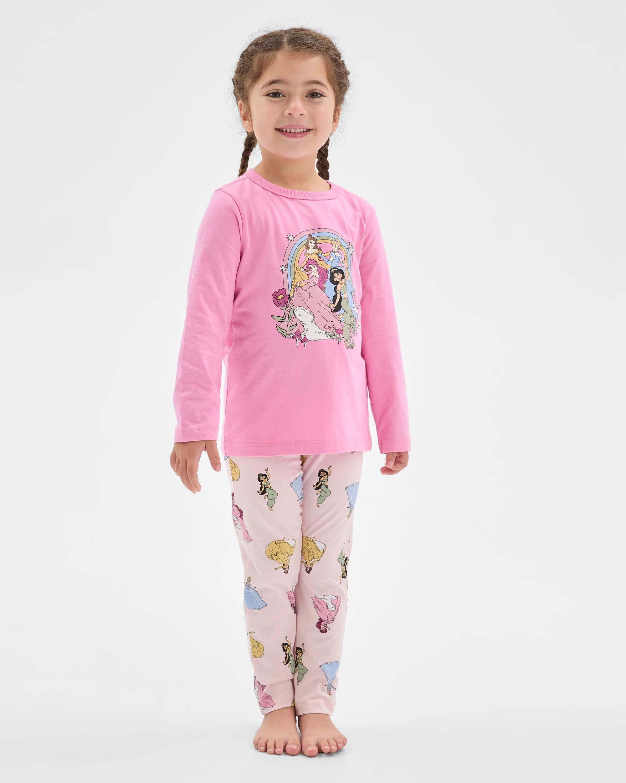 2 Disney Princess Australian Cotton Younger Girls Pyjama Set PRINCESSES, 2 of 8