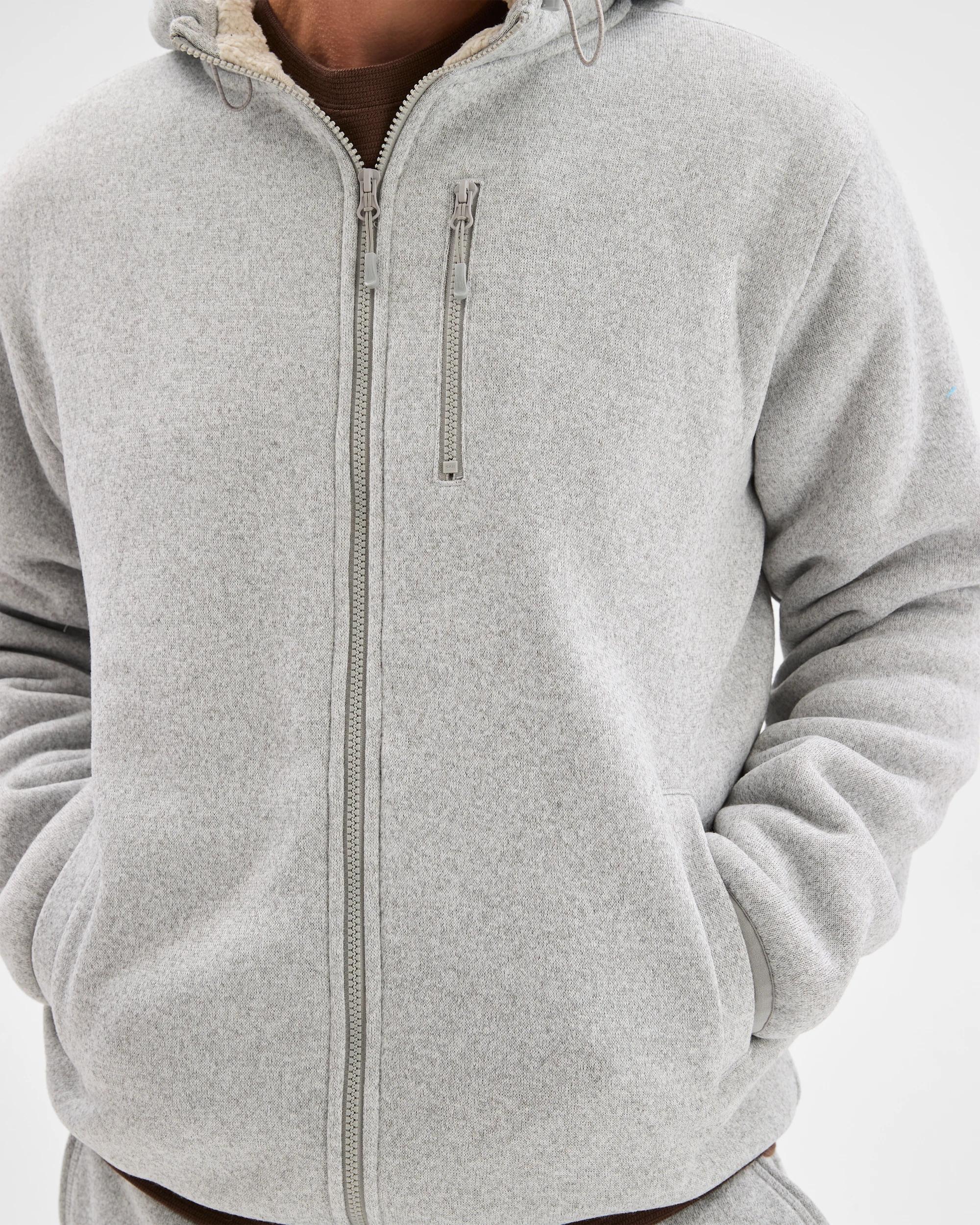 6 Target Man Teddy Lined Zip Through Fleece Hoodie GREY MARLE, 6 of 7