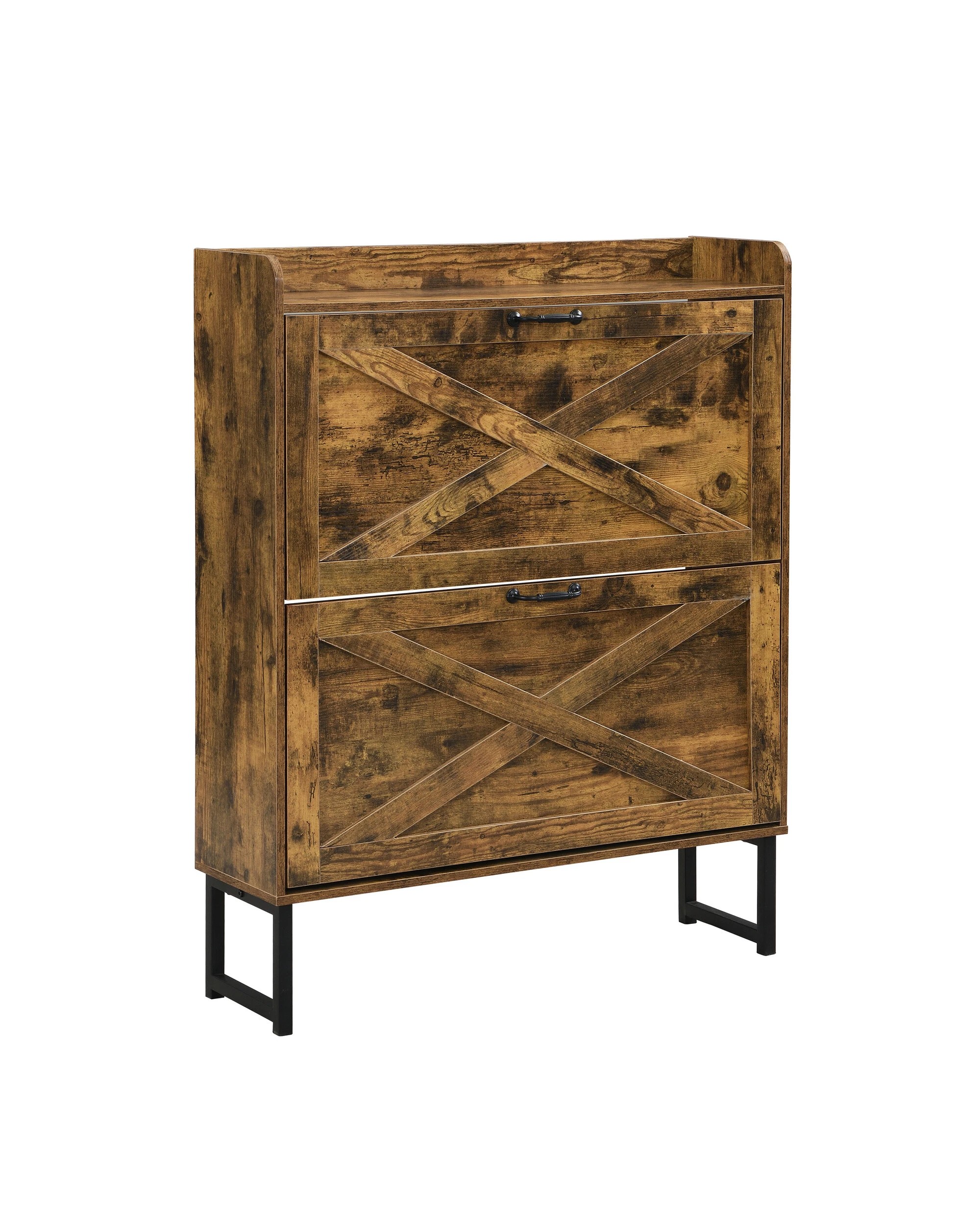 5 IHOMDEC 2 Flip Drawer Shoe Cabinet, MDF with Metal Legs, 5 of 5