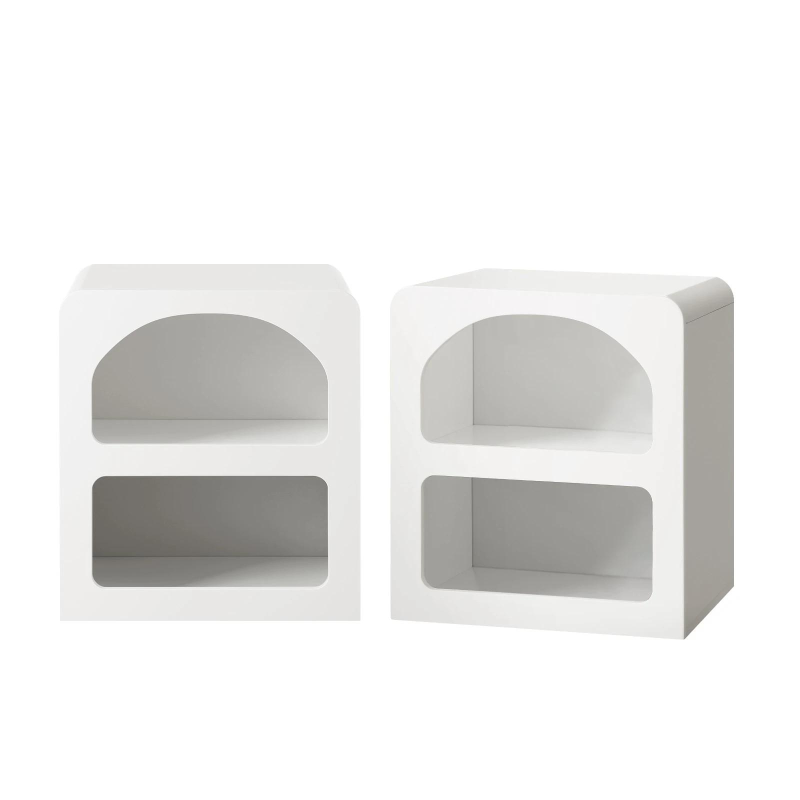 1 Oikiture Bedside Tables Set of 2 Display Shelf Storage Cabinet Nightstand - White, 1 of 9
