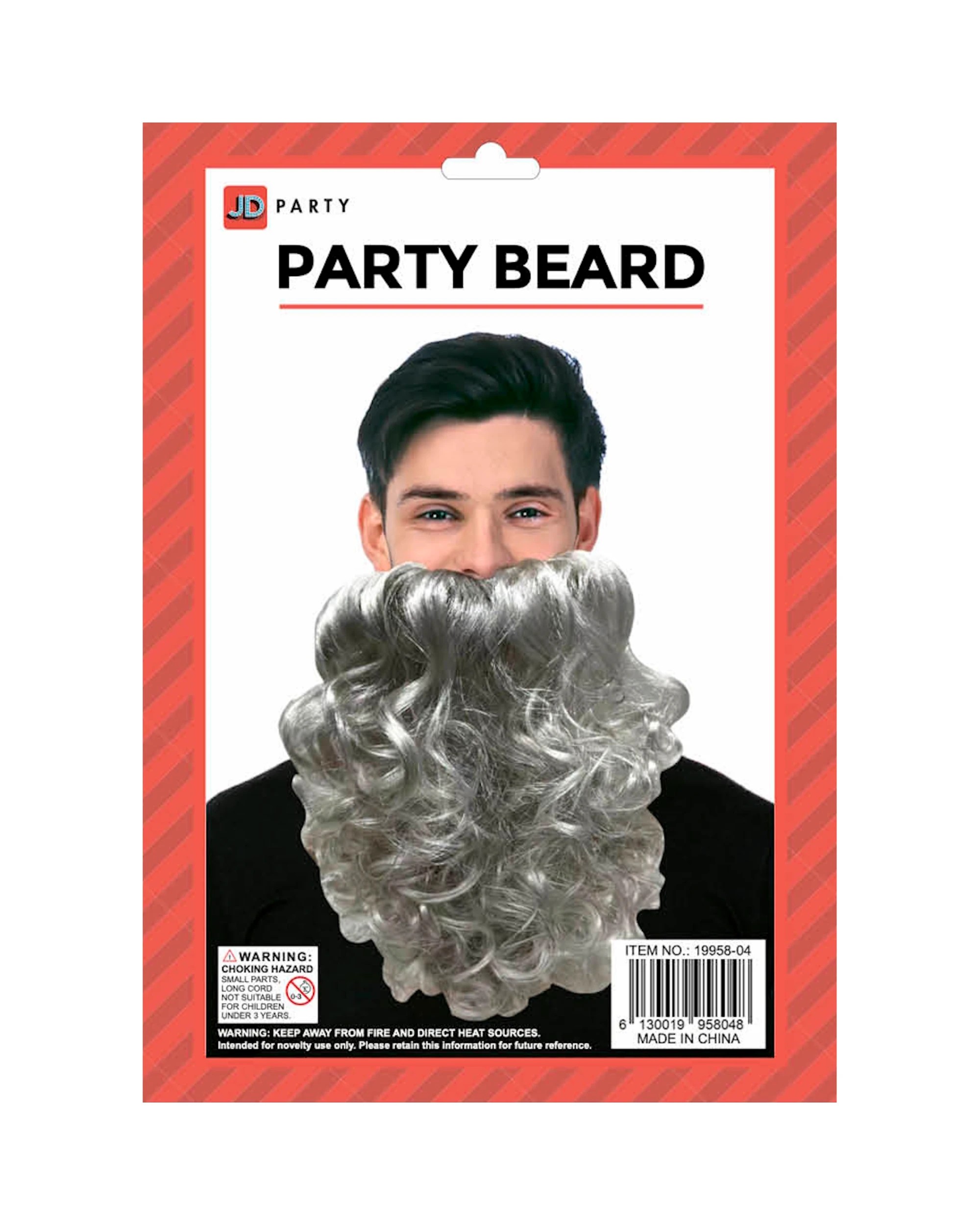 2 JD Party Curly Party Beard - One Size - Grey, 2 of 2