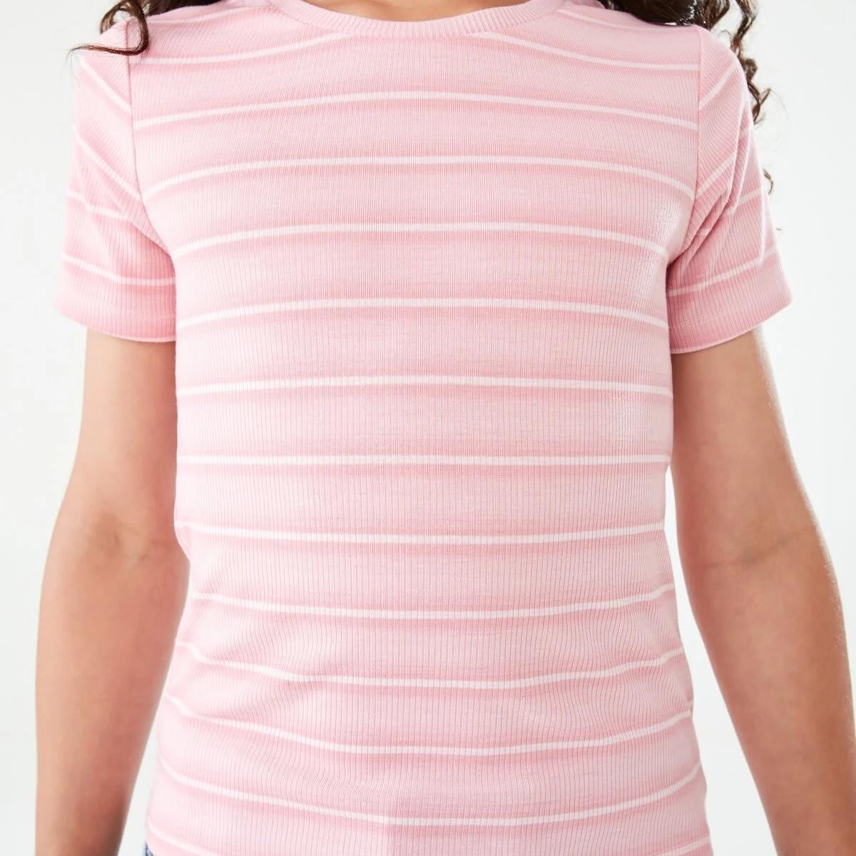 5 Short Sleeve Rib Top Pnk Stripe, 5 of 9