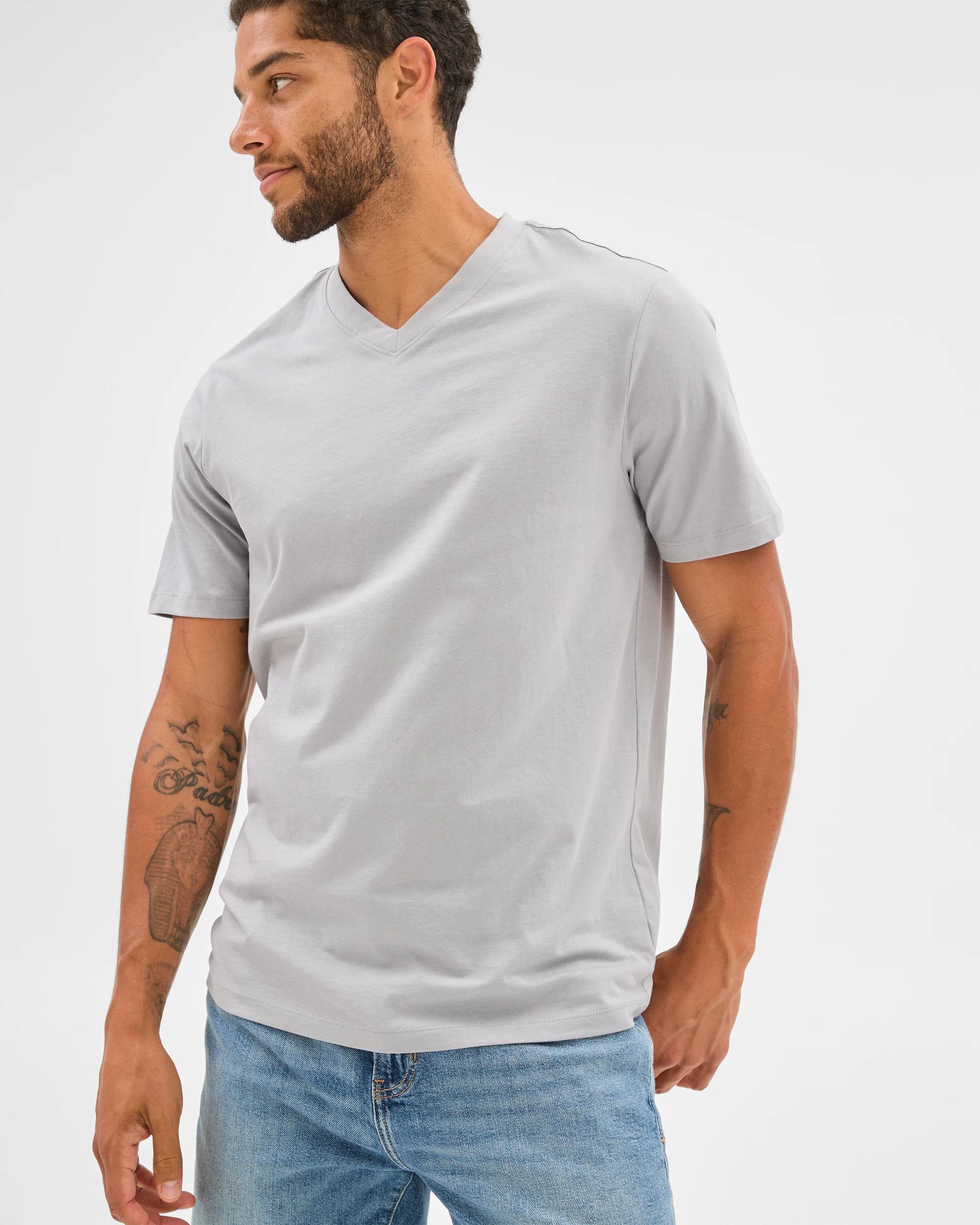 3 Target Australian Cotton V-Neck T-Shirt LIGHT GREY, 3 of 6