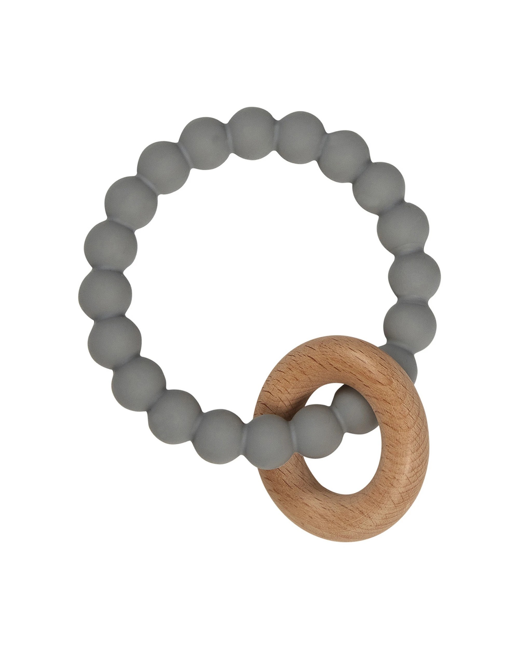 1 Splosh Baby Elephant Silicone-Wood Teether 0 Years And Up Sensory Teething Ring - Grey, 1 of 3