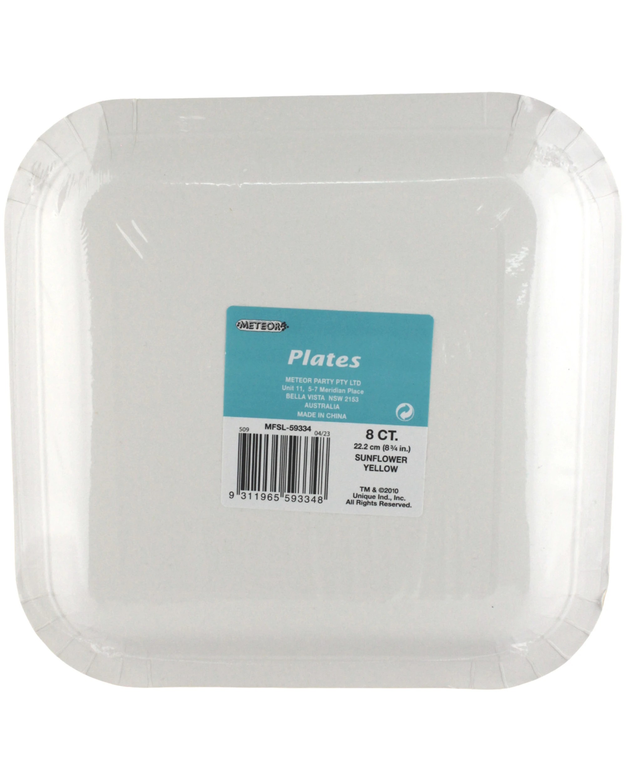 2 Meteor Sunflower 22.5cm Square Paper Plates Pack of 8 - Yellow, 2 of 2