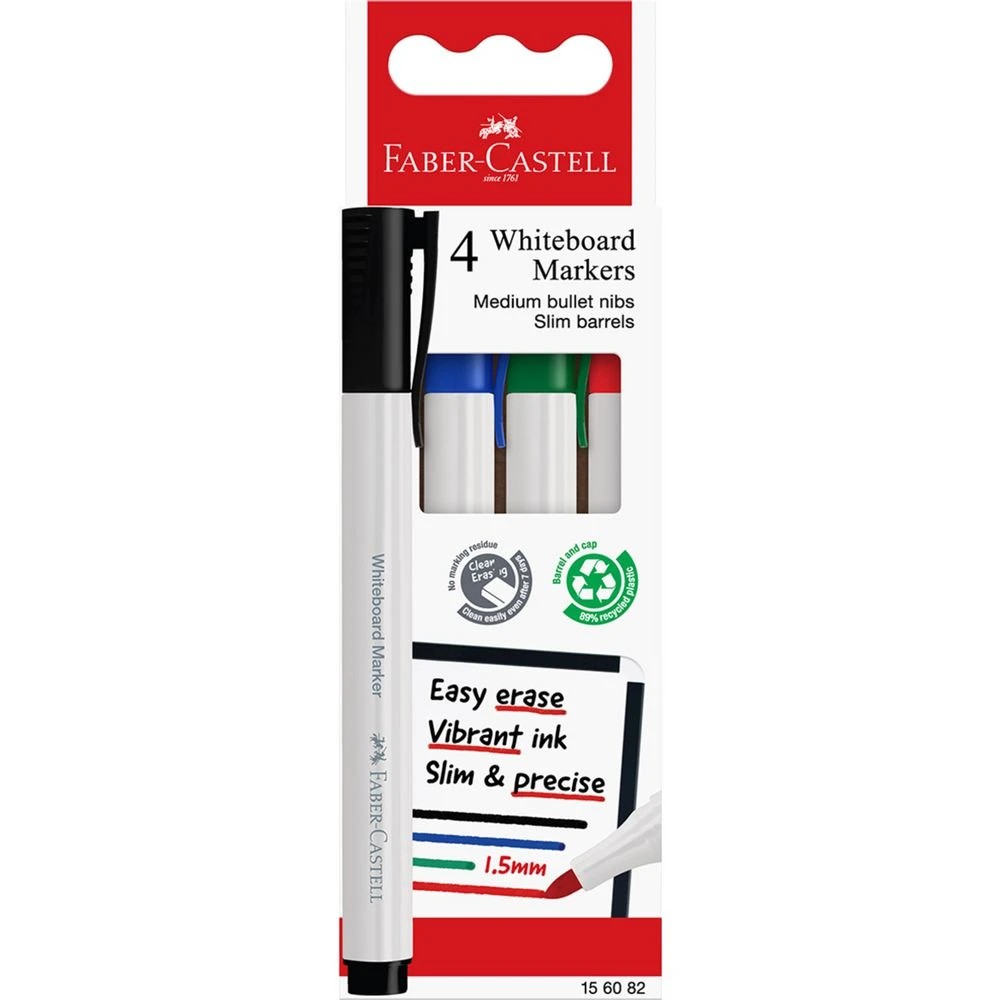1 Faber-Castell Slim Whiteboard Marker Assorted 4 Pack, 1 of 7